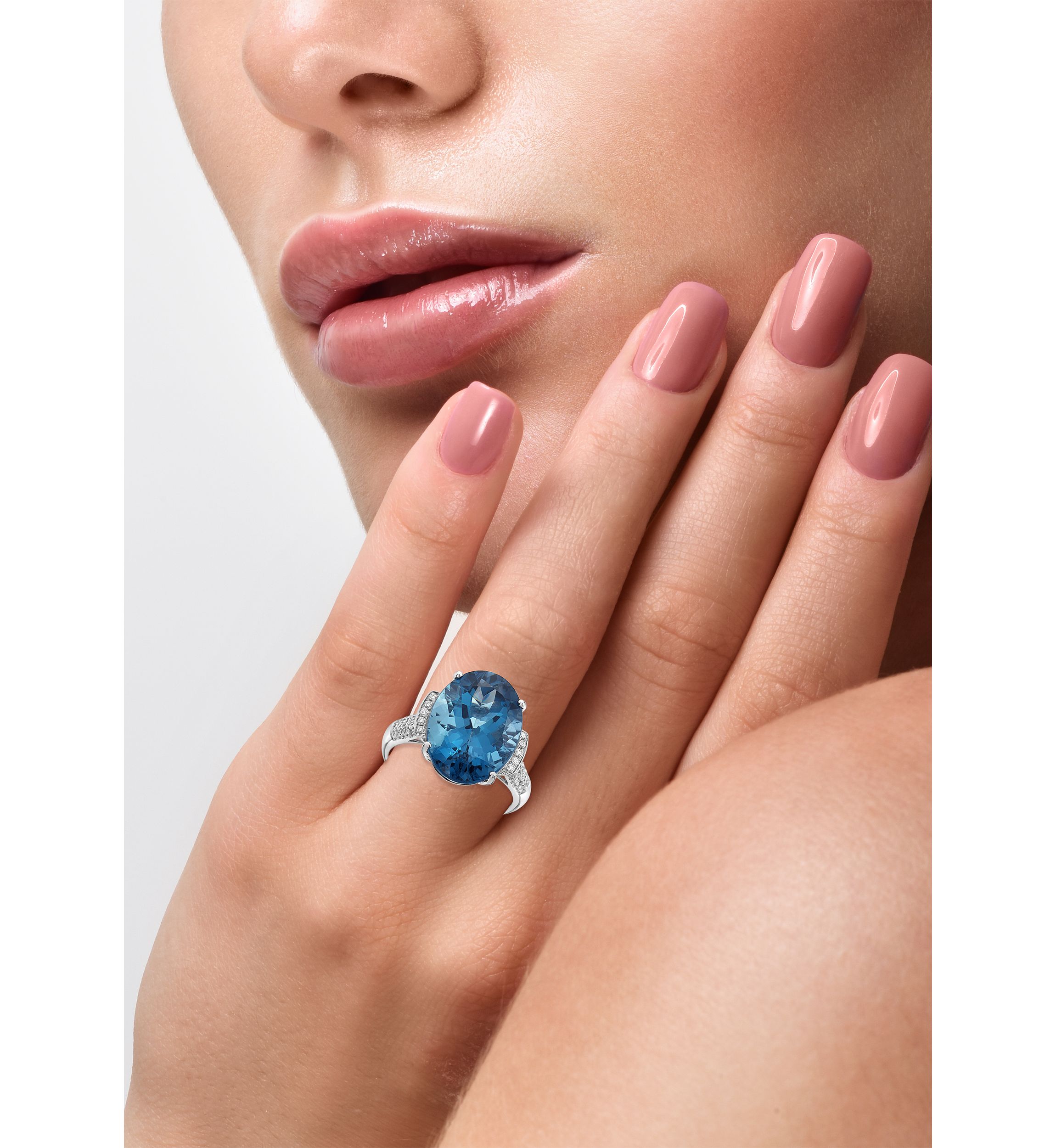 1/3 ct. t.w. Diamond and 11.35 ct. t.w London Blue Topaz Ring in 14K White Gold 