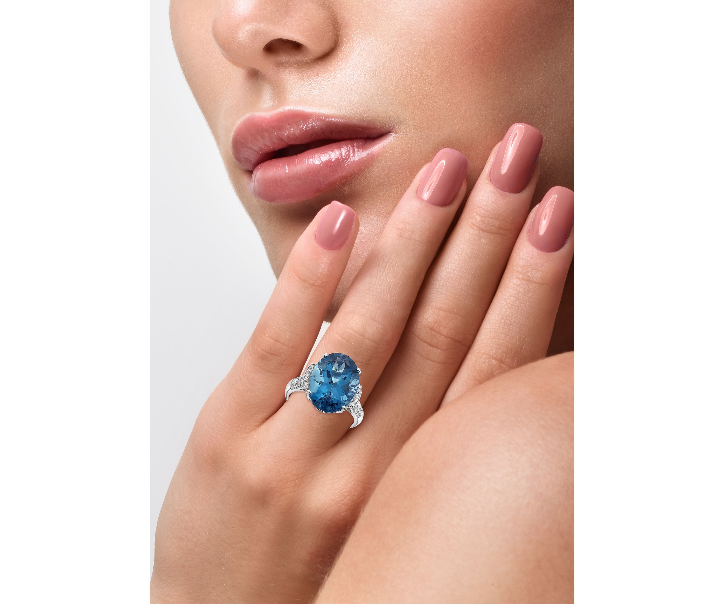 1/3 ct. t.w. Diamond and 11.35 ct. t.w London Blue Topaz Ring in 14K White Gold 
