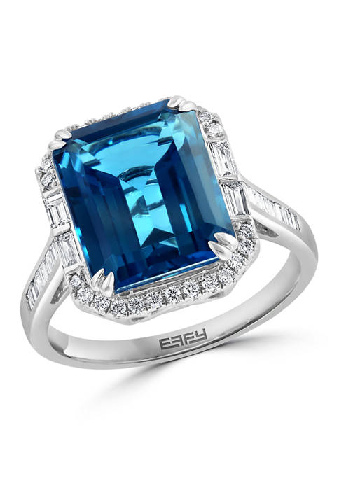 Effy® 14K White Gold Diamond London Blue Topaz