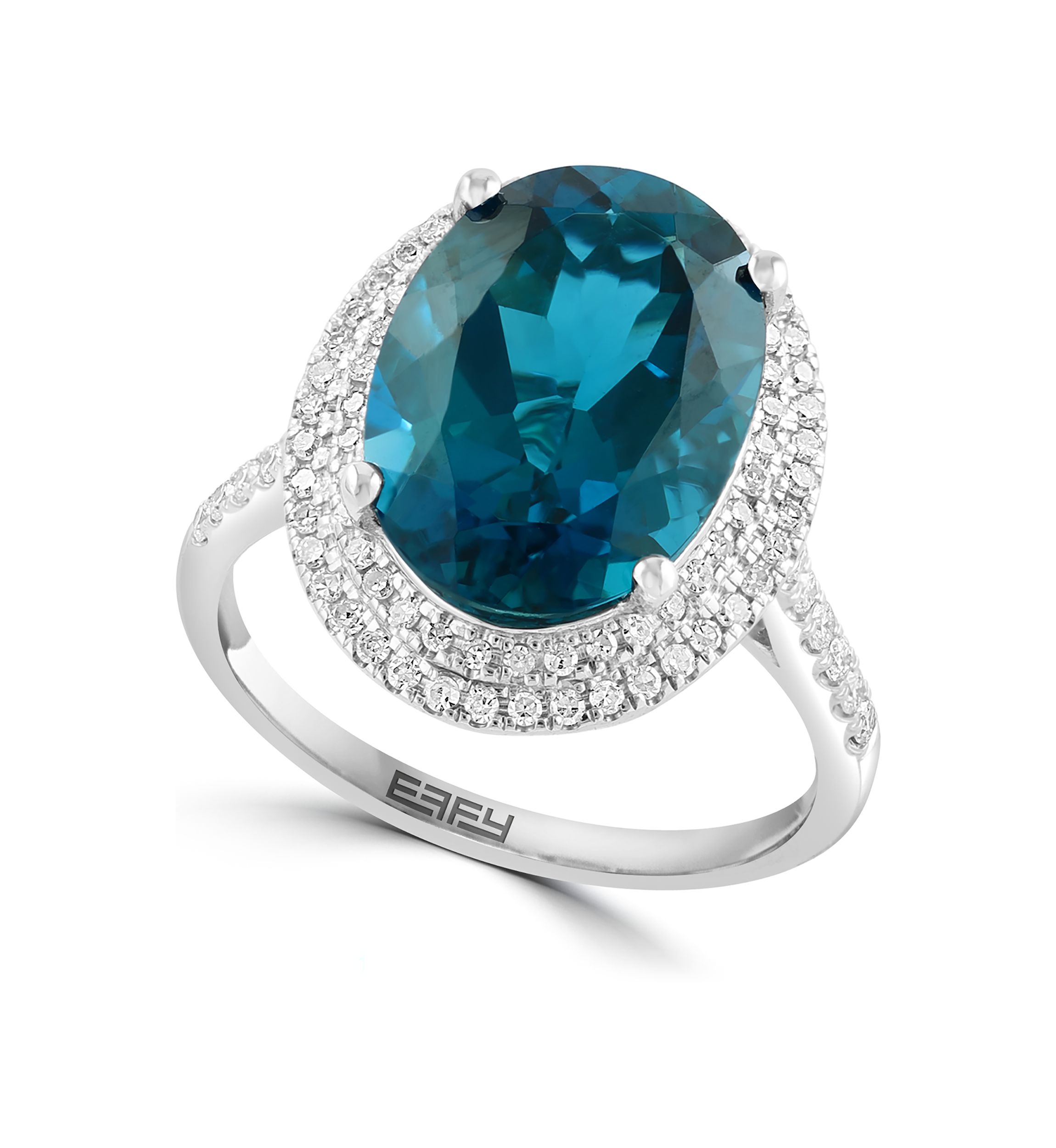 6.85 ct. t.w. Blue Topaz, 3/8 ct. t.w. Diamond Ring In 14K White Gold
