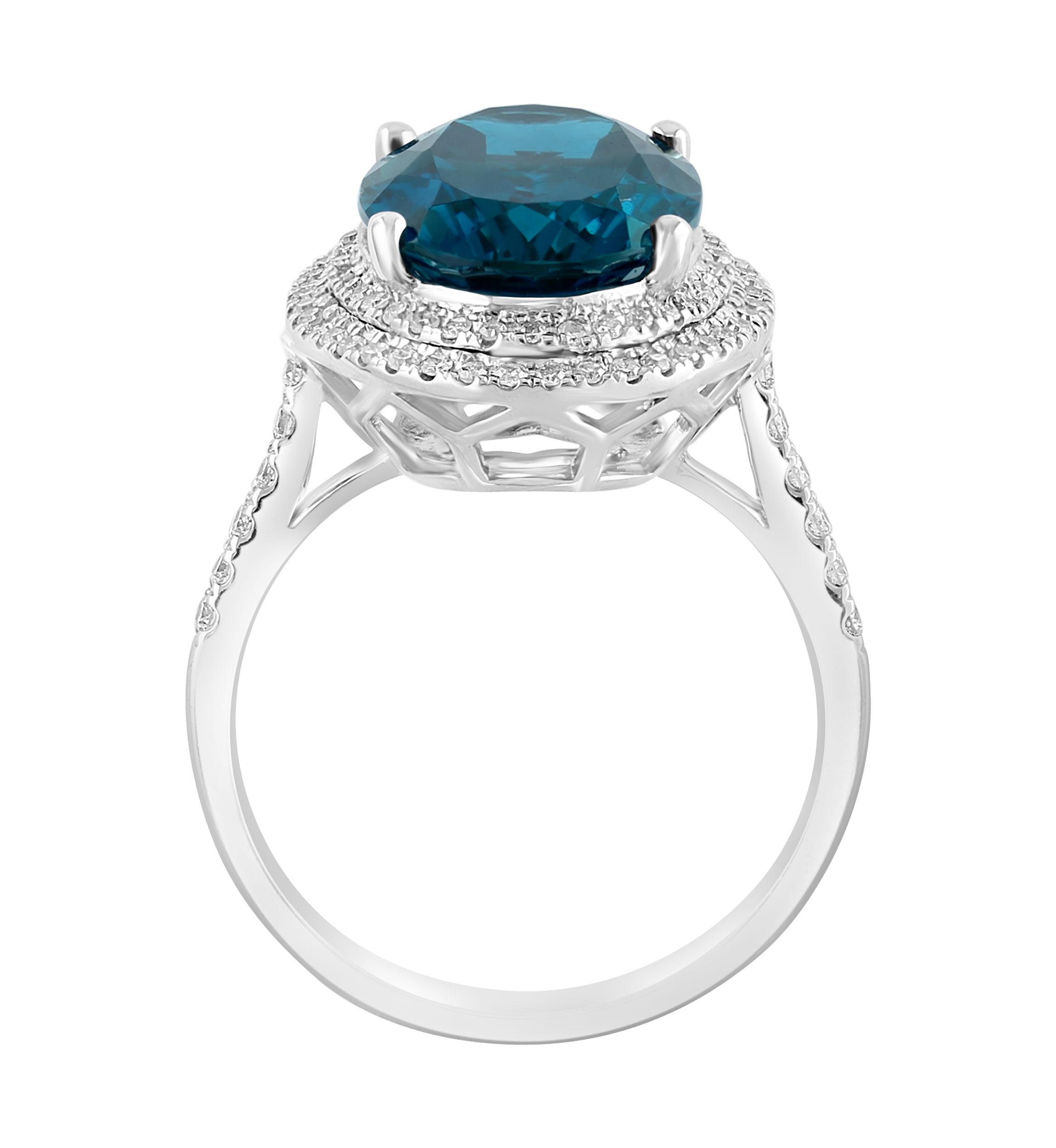 6.85 ct. t.w. Blue Topaz, 3/8 ct. t.w. Diamond Ring In 14K White Gold