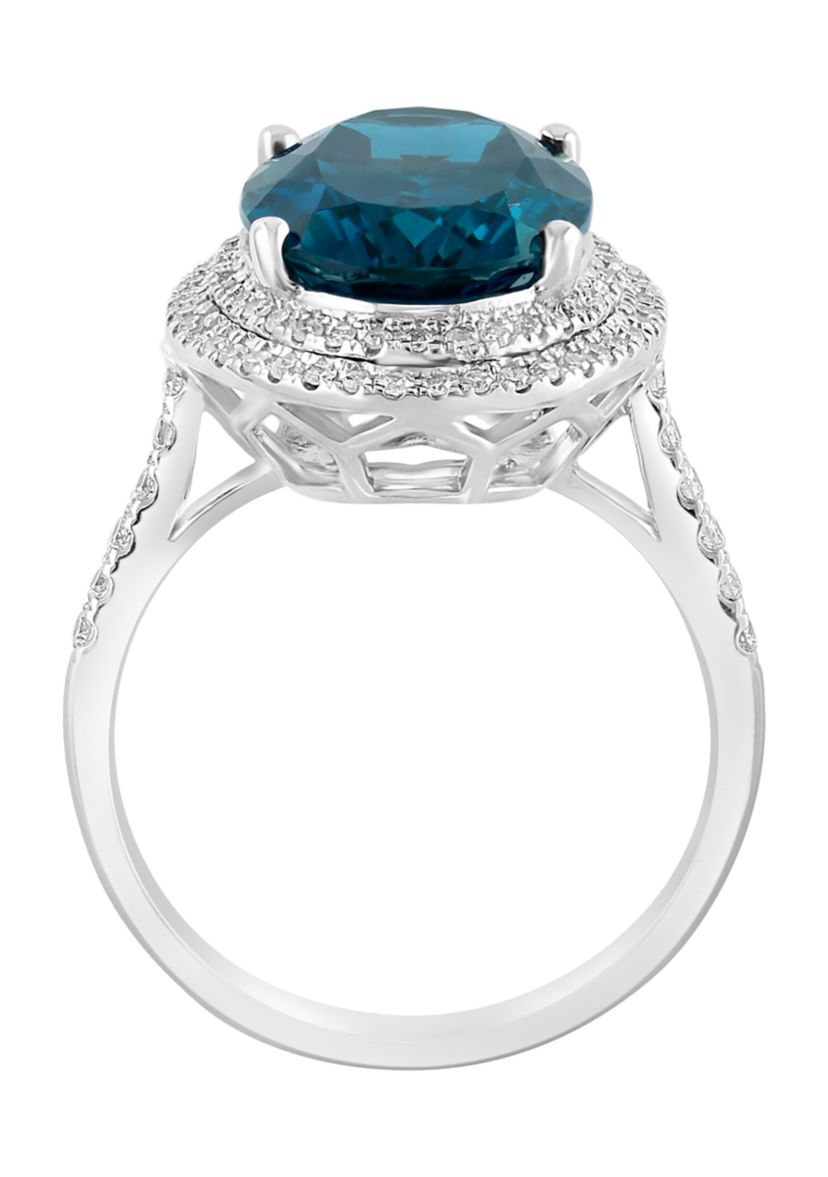 6.85 ct. t.w. Blue Topaz, 3/8 ct. t.w. Diamond Ring In 14K White Gold