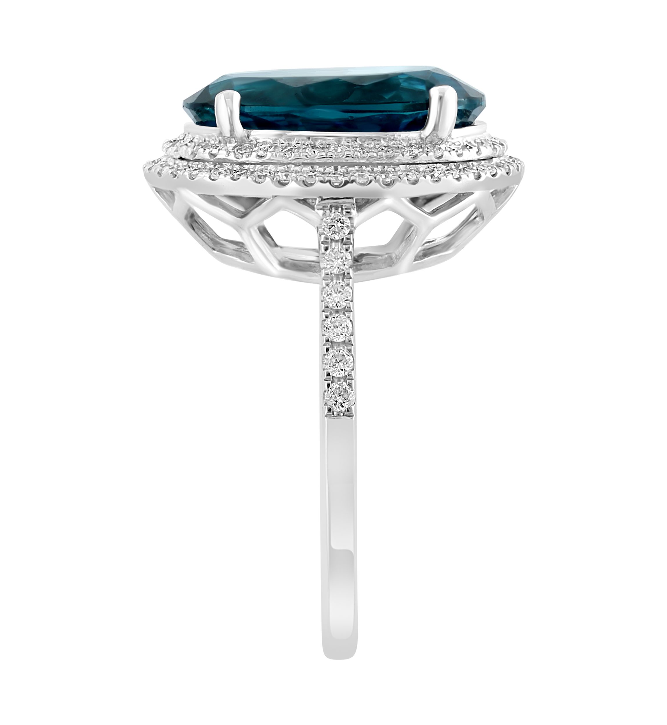 6.85 ct. t.w. Blue Topaz, 3/8 ct. t.w. Diamond Ring In 14K White Gold