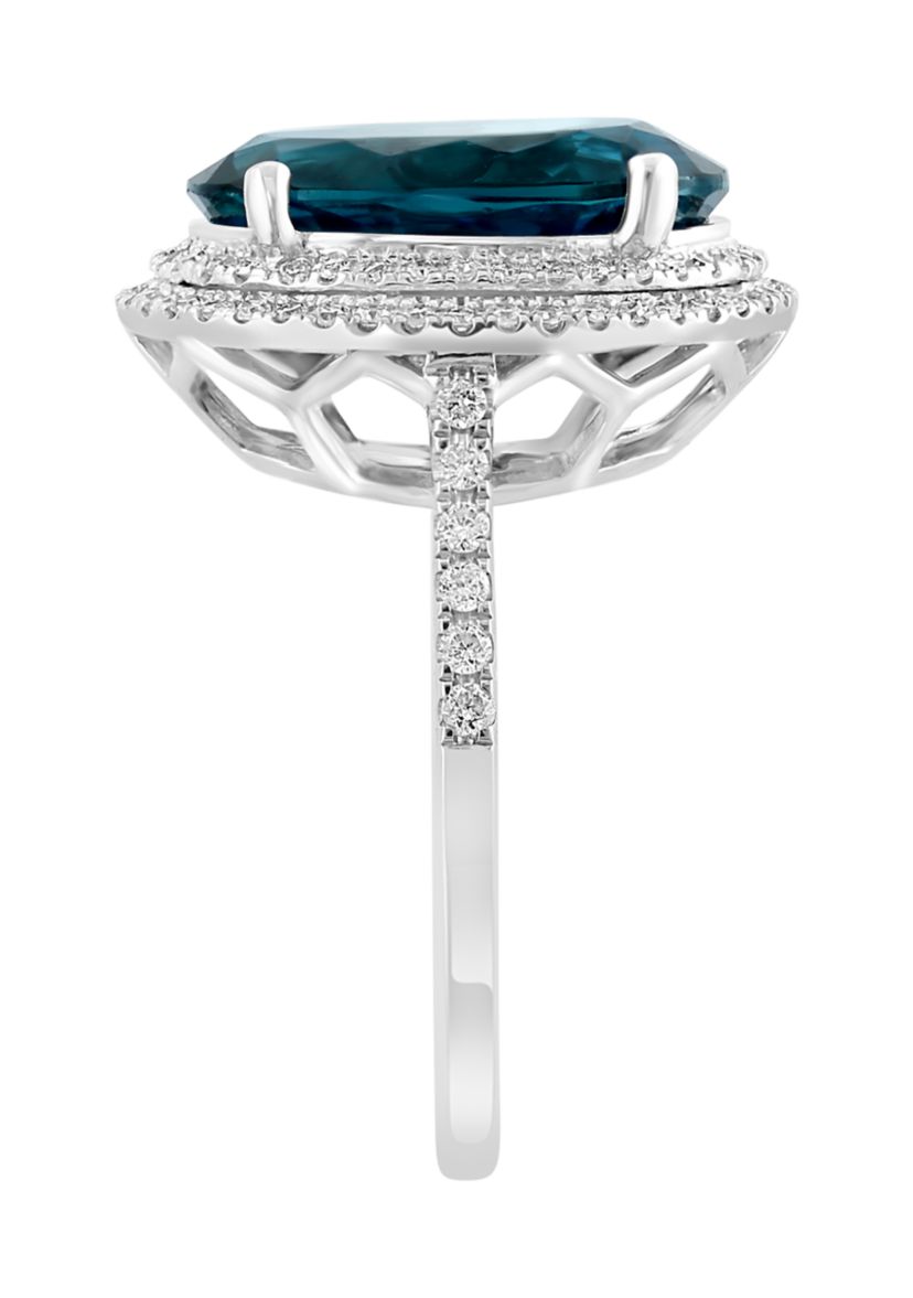 6.85 ct. t.w. Blue Topaz, 3/8 ct. t.w. Diamond Ring In 14K White Gold
