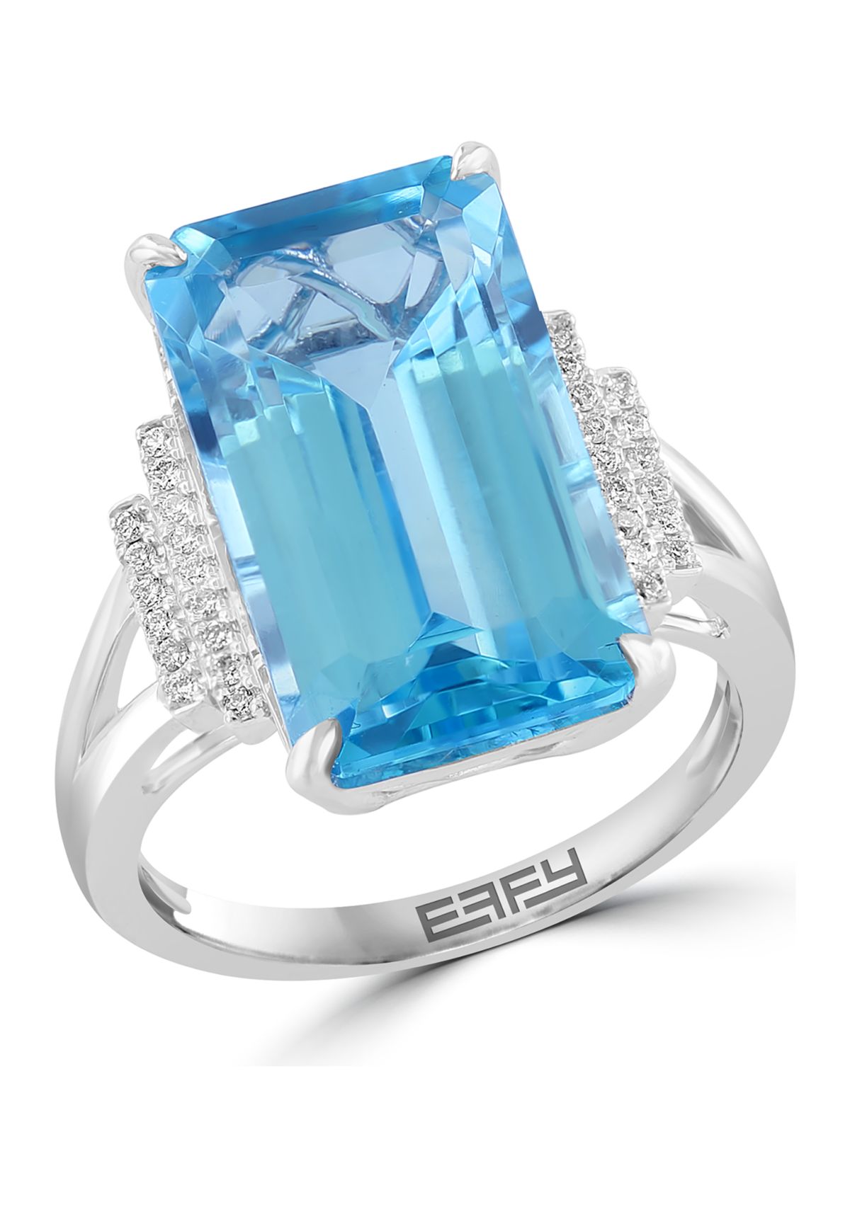 1/10 ct. t.w. Diamond and Sky Blue Topaz Ring in 14K White Gold