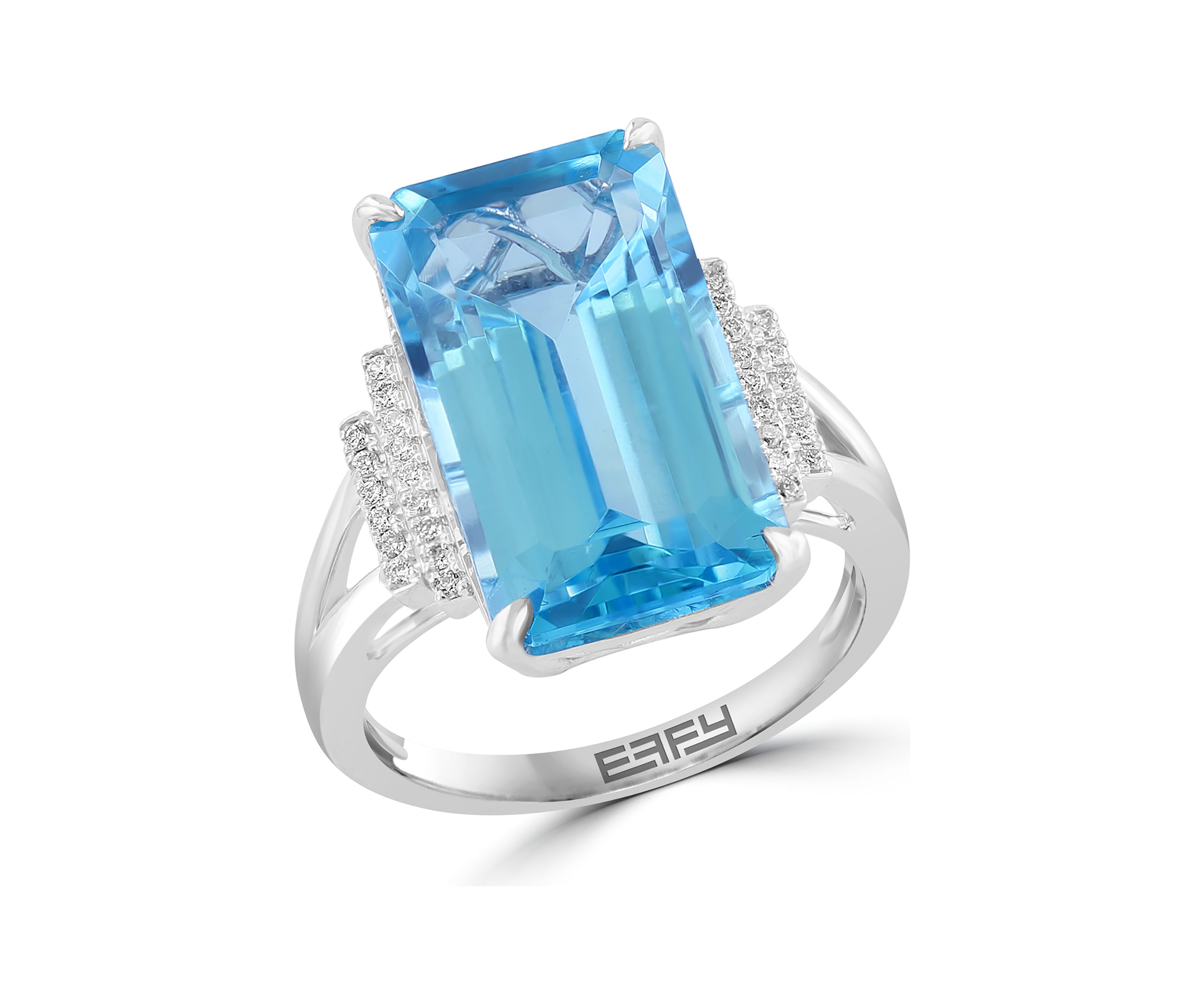 1/10 ct. t.w. Diamond and Sky Blue Topaz Ring in 14K White Gold