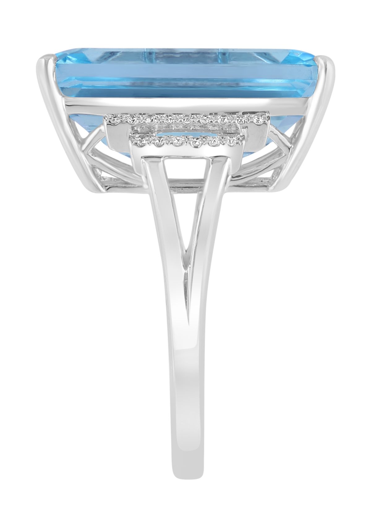 1/10 ct. t.w. Diamond and Sky Blue Topaz Ring in 14K White Gold