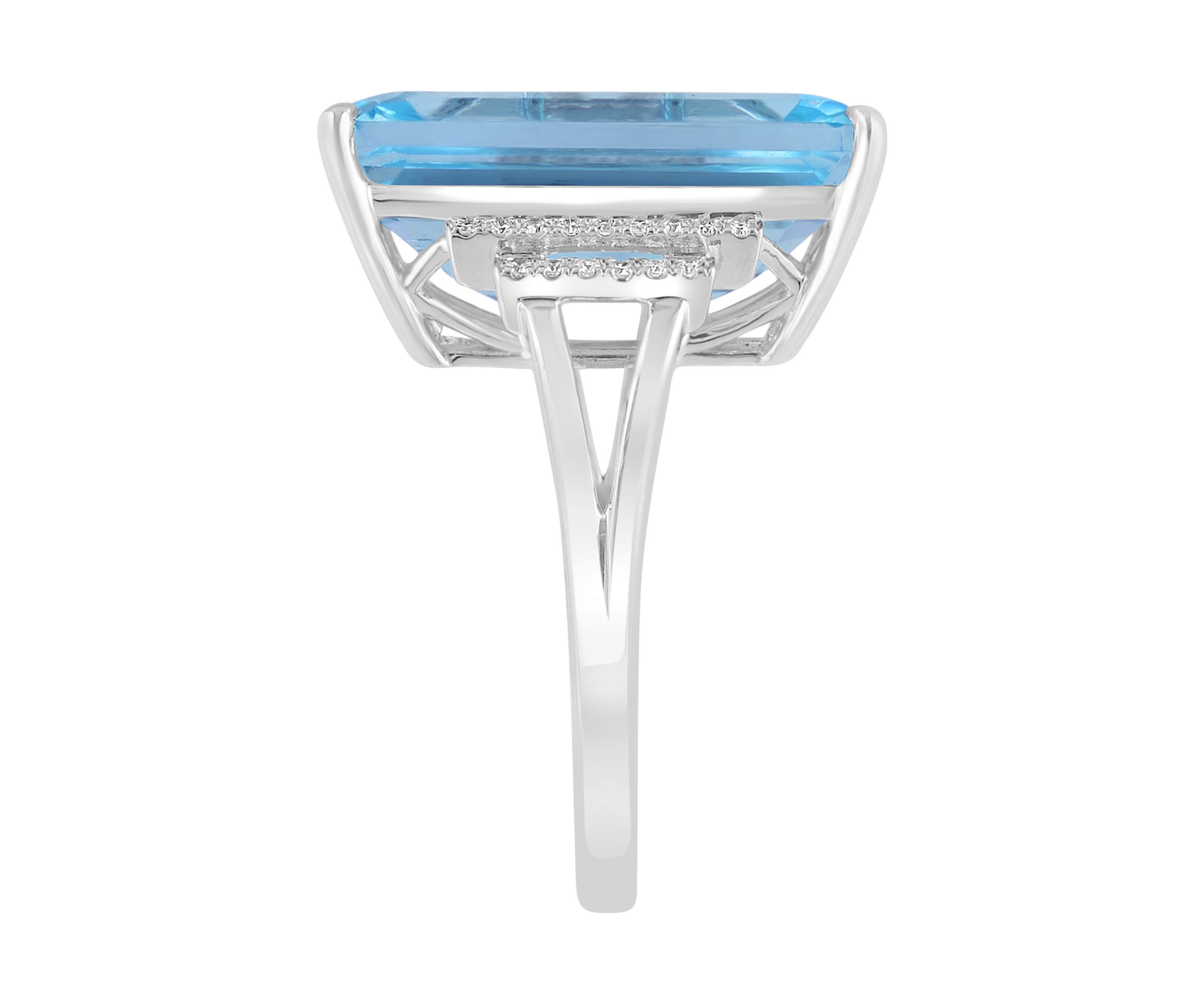 1/10 ct. t.w. Diamond and Sky Blue Topaz Ring in 14K White Gold