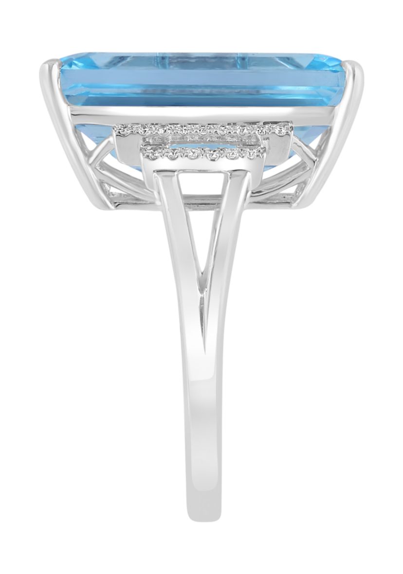 1/10 ct. t.w. Diamond and Sky Blue Topaz Ring in 14K White Gold