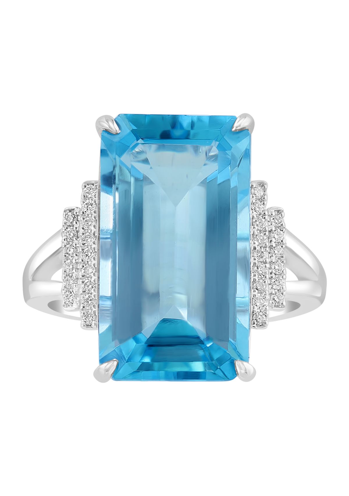 1/10 ct. t.w. Diamond and Sky Blue Topaz Ring in 14K White Gold