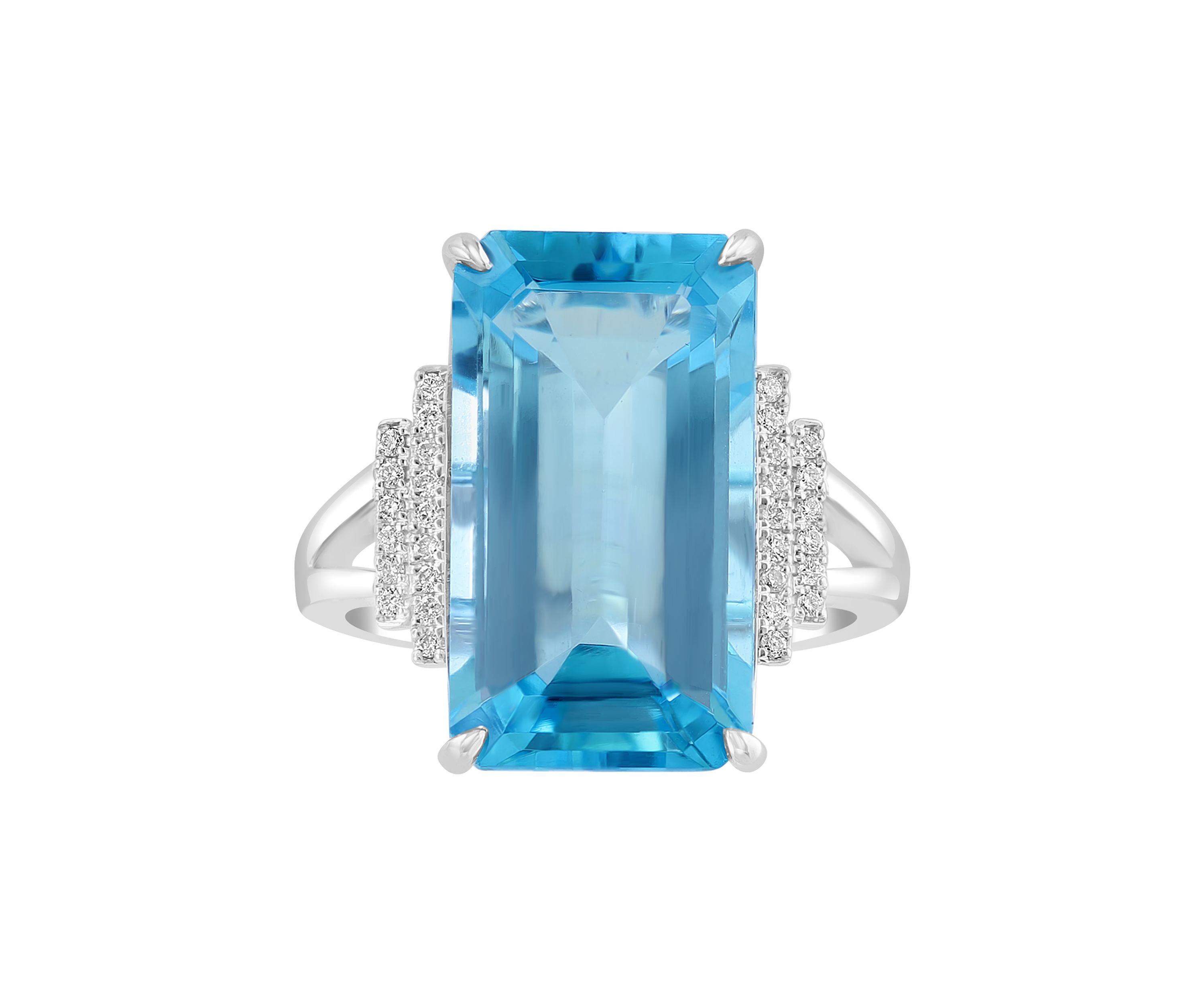 1/10 ct. t.w. Diamond and Sky Blue Topaz Ring in 14K White Gold