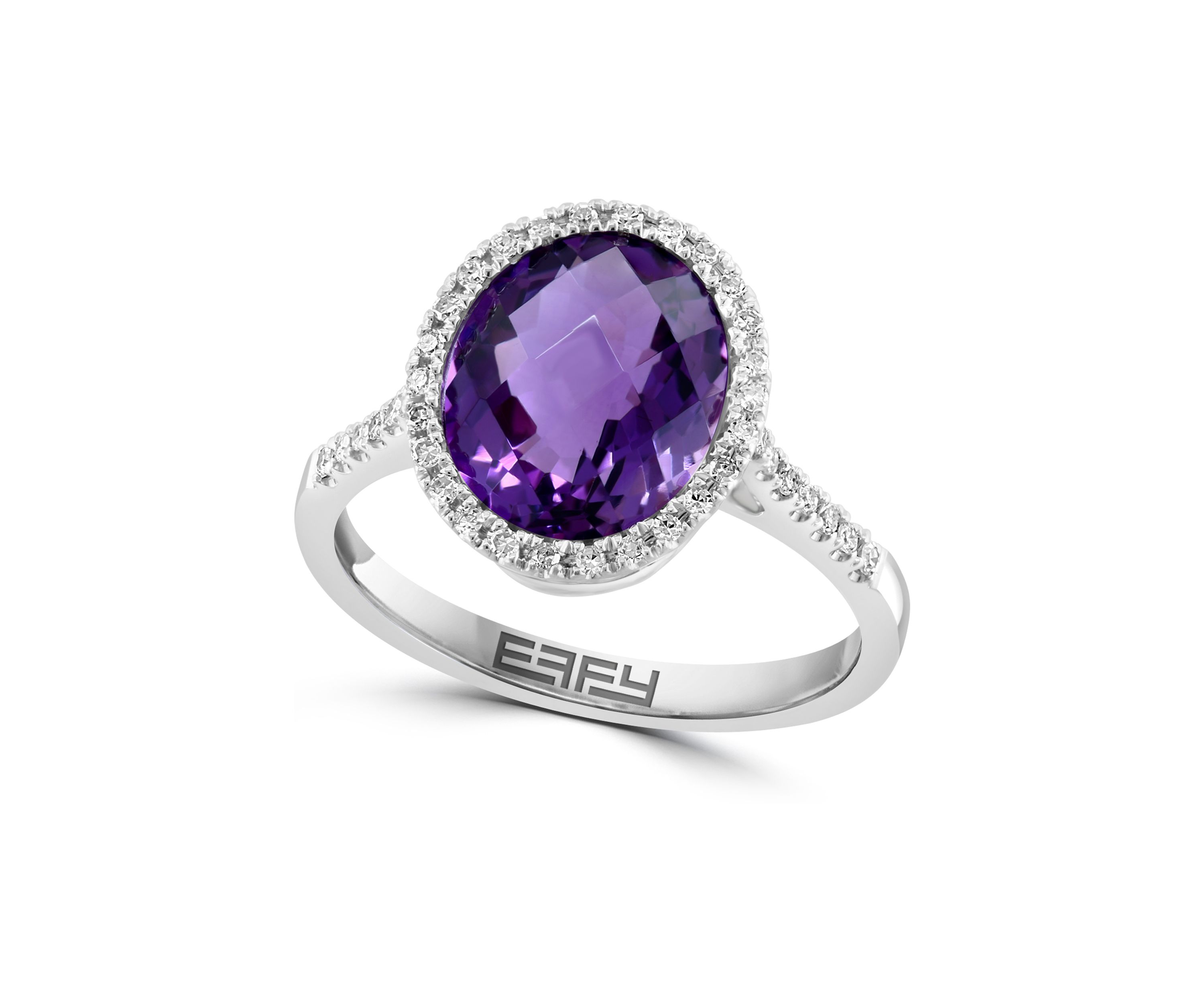 1/6 ct. t.w. Diamond and Amethyst Ring in 14K White Gold