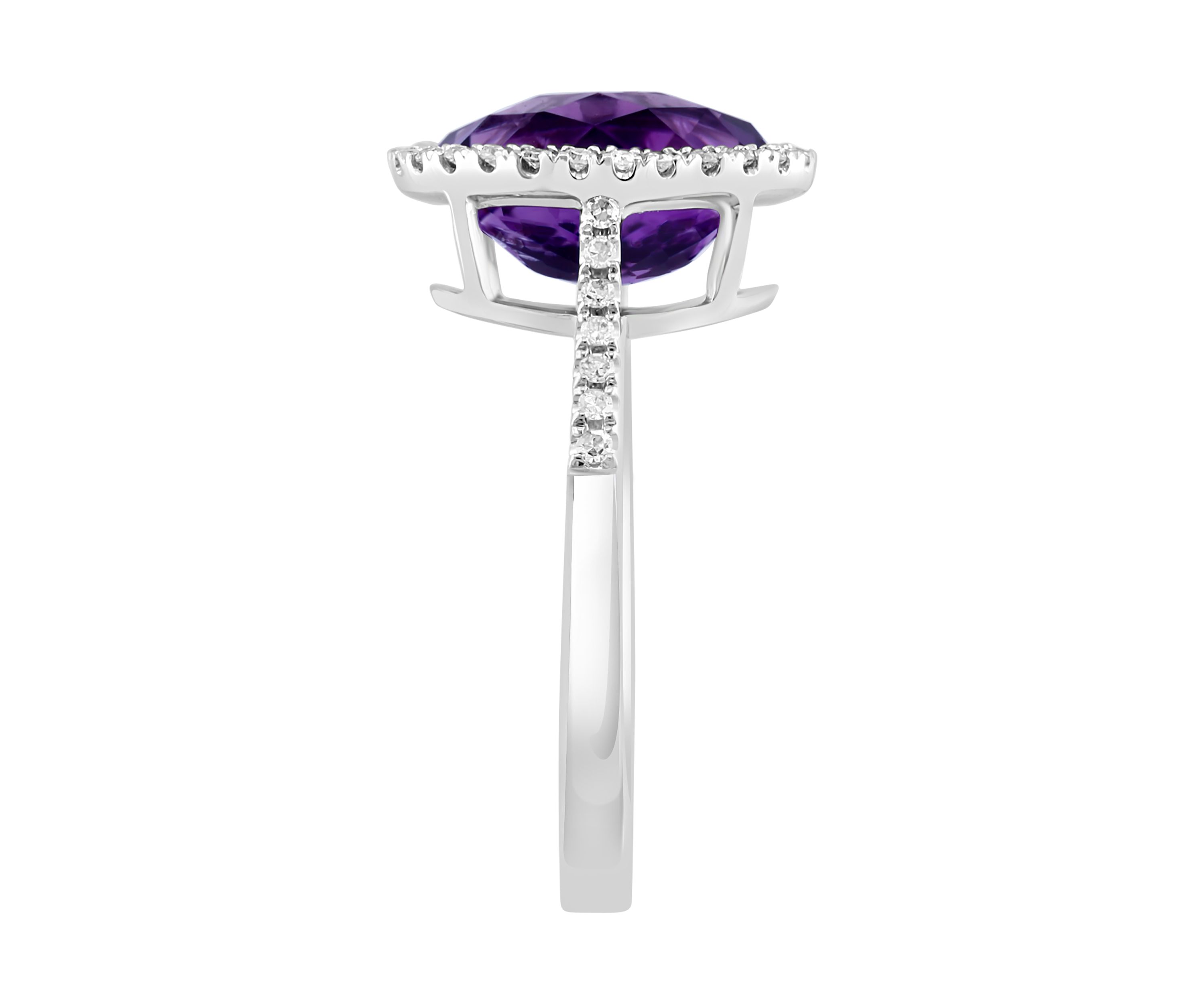 1/6 ct. t.w. Diamond and Amethyst Ring in 14K White Gold
