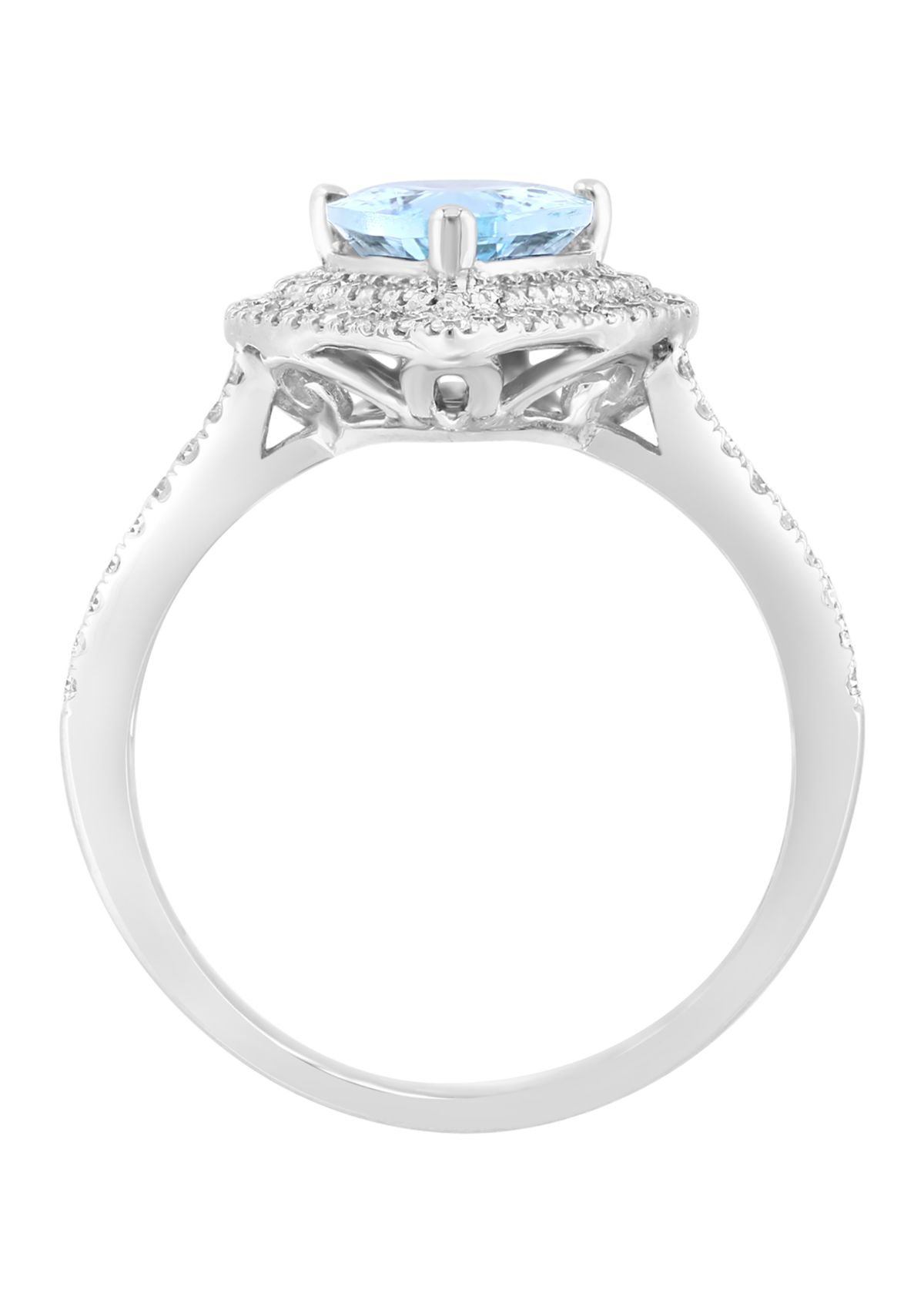 1/2 ct. t.w. Diamond and Aquamarine Ring in 14K White Gold
