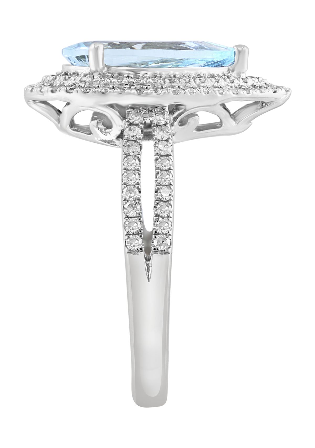 1/2 ct. t.w. Diamond and Aquamarine Ring in 14K White Gold