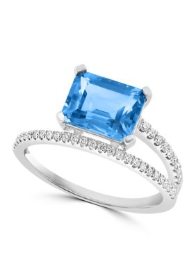 Effy Diamond and Blue Topaz in 14K White Gold