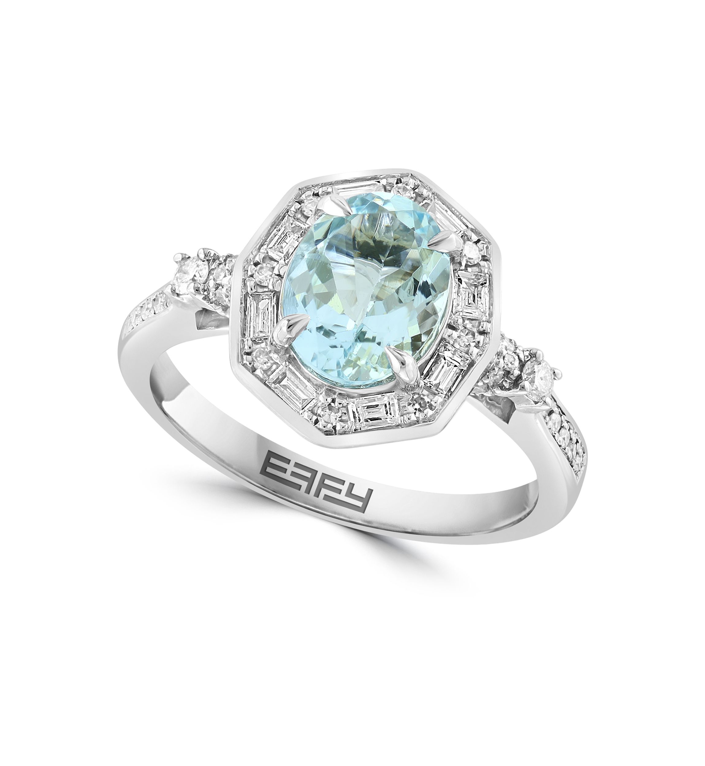 1/3 ct. t.w. Diamond and Aquamarine Ring in 14K White Gold