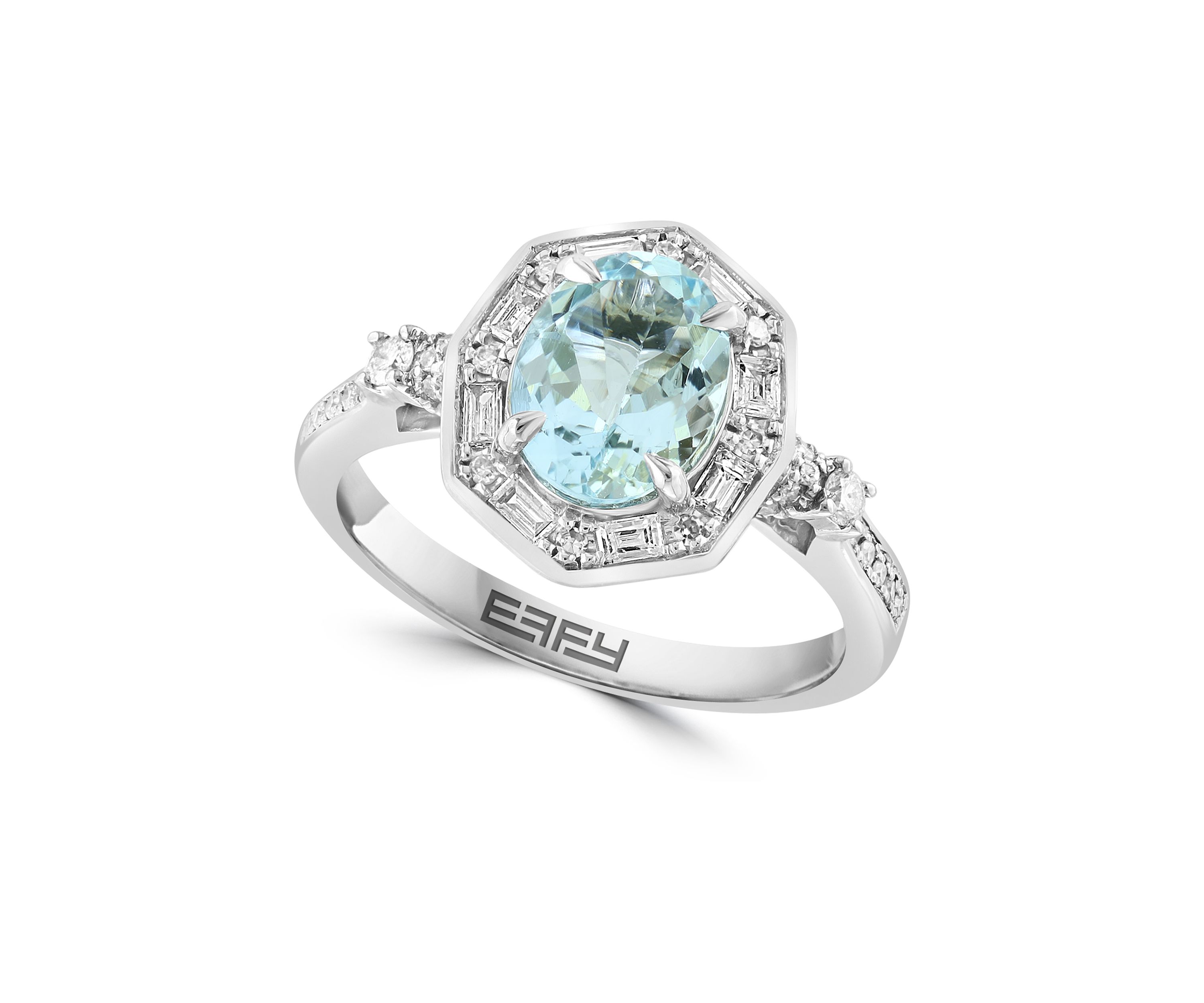 1/3 ct. t.w. Diamond and Aquamarine Ring in 14K White Gold