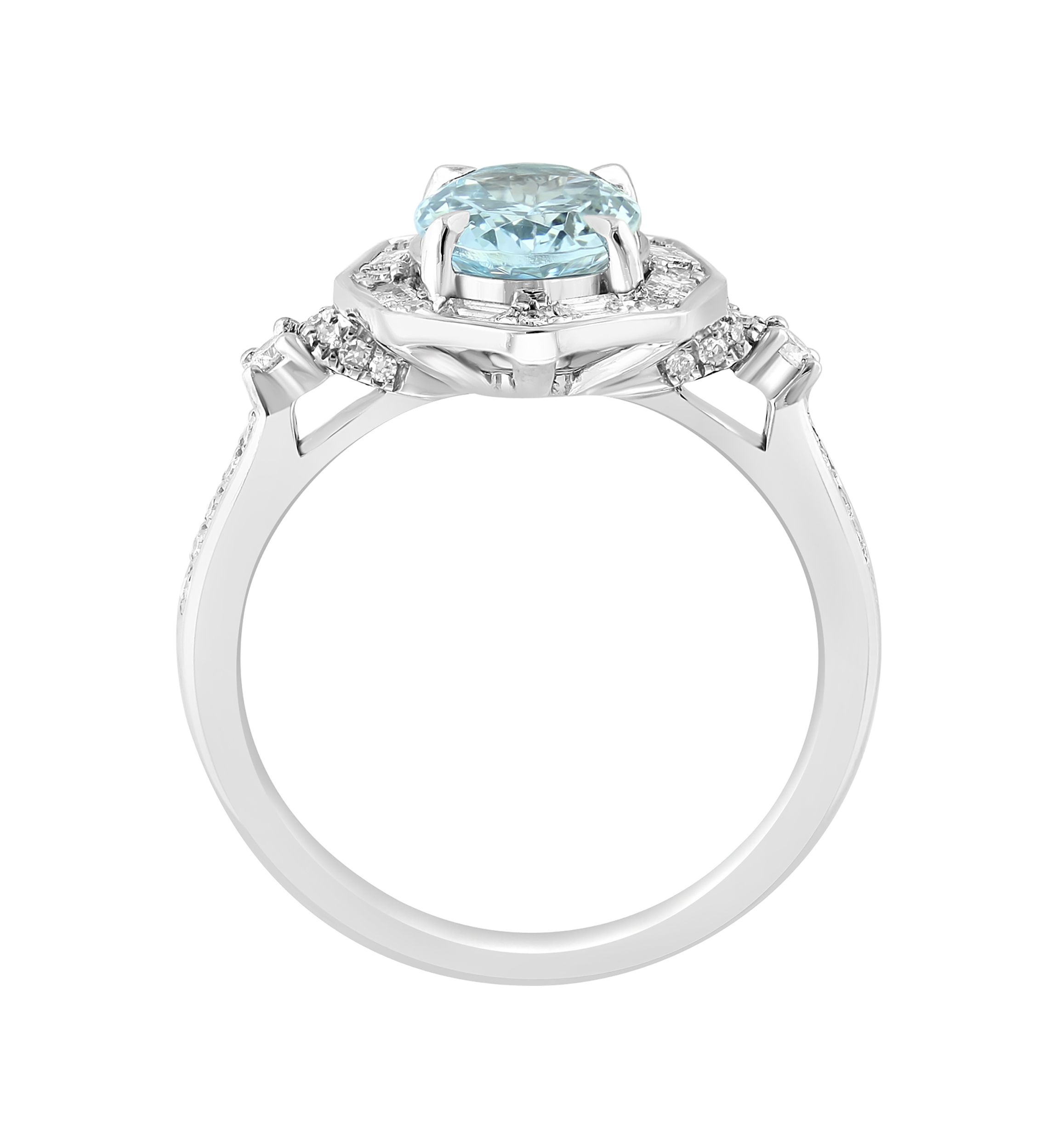 1/3 ct. t.w. Diamond and Aquamarine Ring in 14K White Gold