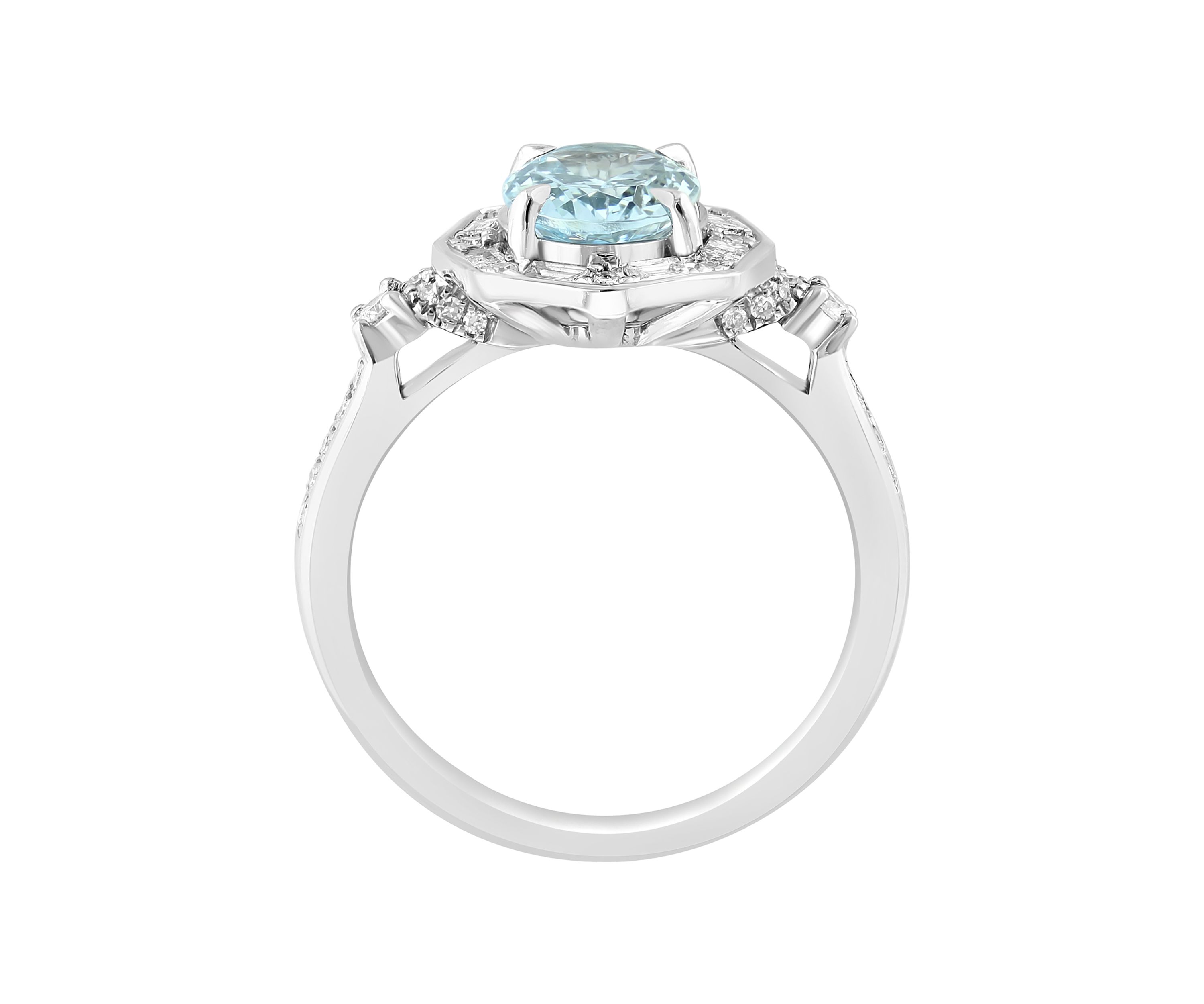1/3 ct. t.w. Diamond and Aquamarine Ring in 14K White Gold