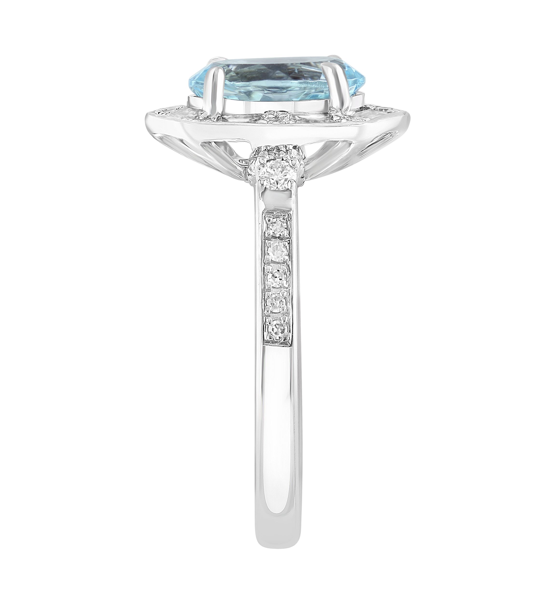 1/3 ct. t.w. Diamond and Aquamarine Ring in 14K White Gold