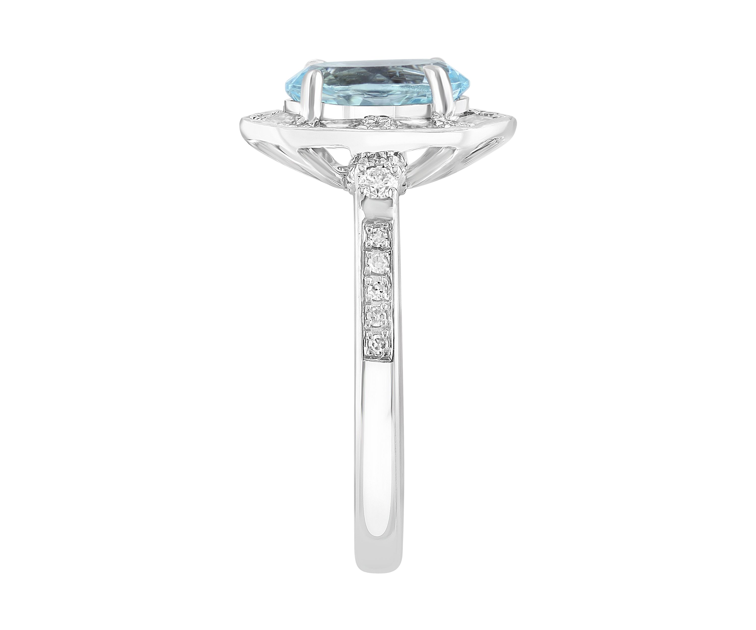 1/3 ct. t.w. Diamond and Aquamarine Ring in 14K White Gold