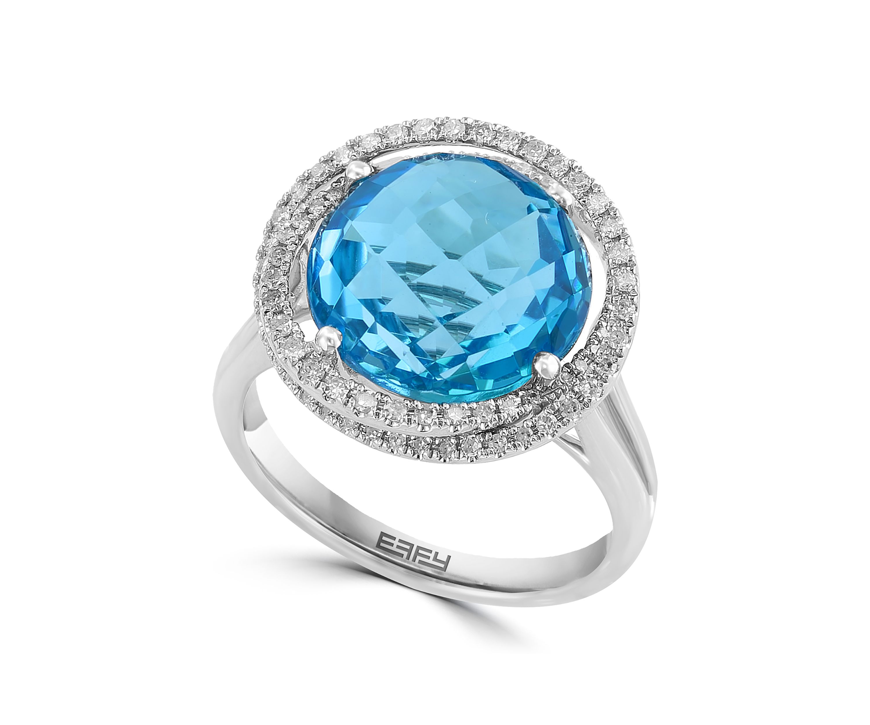 1/4 ct. t.w. Diamond, 10.1 ct. t.w. Blue Topaz Ring in 14K White Gold