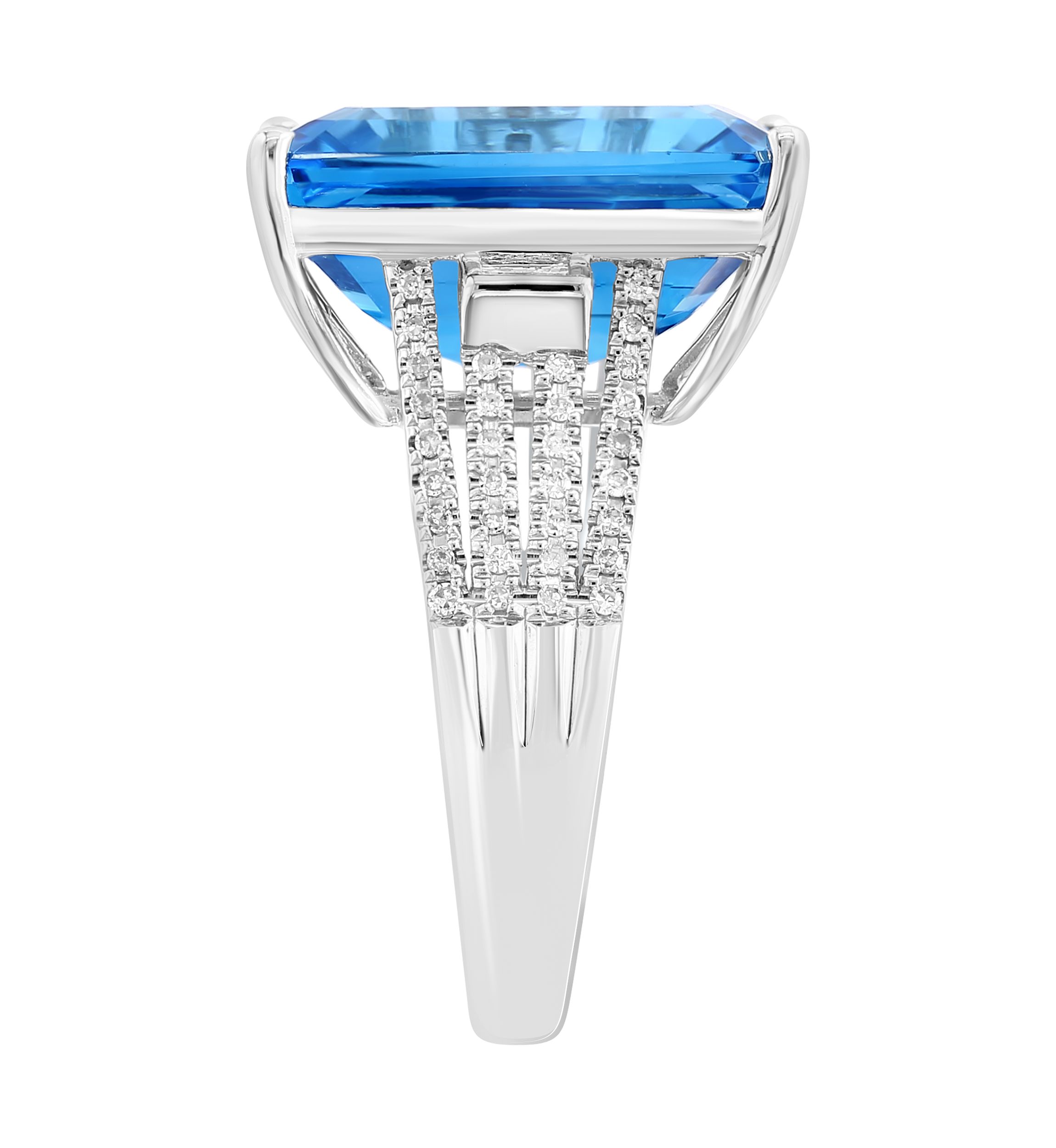 1/4 ct. t.w. Diamond, 13.5 ct. t.w. Blue Topaz Ring in 14K White Gold