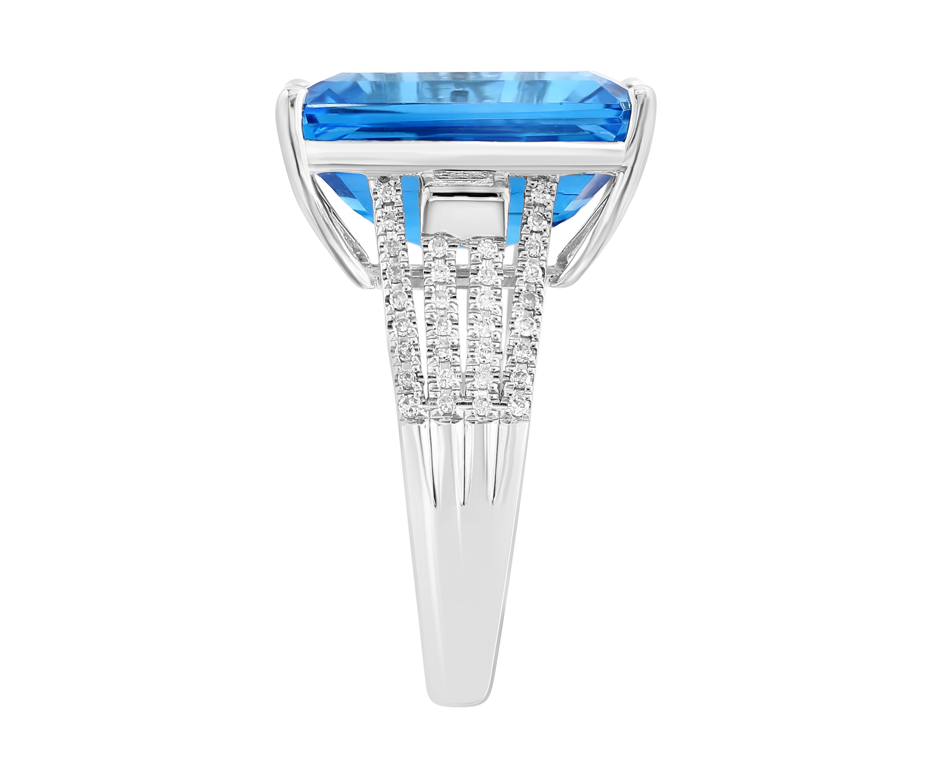 1/4 ct. t.w. Diamond, 13.5 ct. t.w. Blue Topaz Ring in 14K White Gold