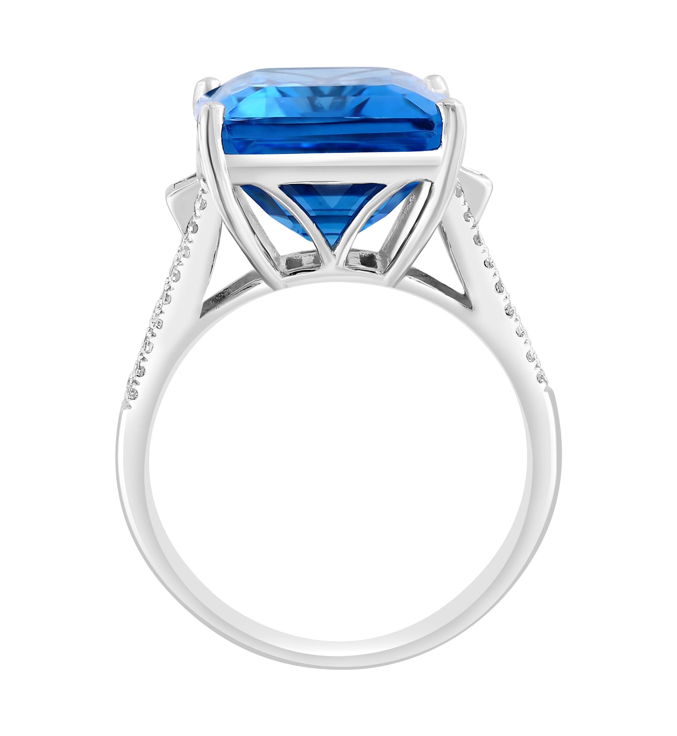 1/4 ct. t.w. Diamond, 13.5 ct. t.w. Blue Topaz Ring in 14K White Gold
