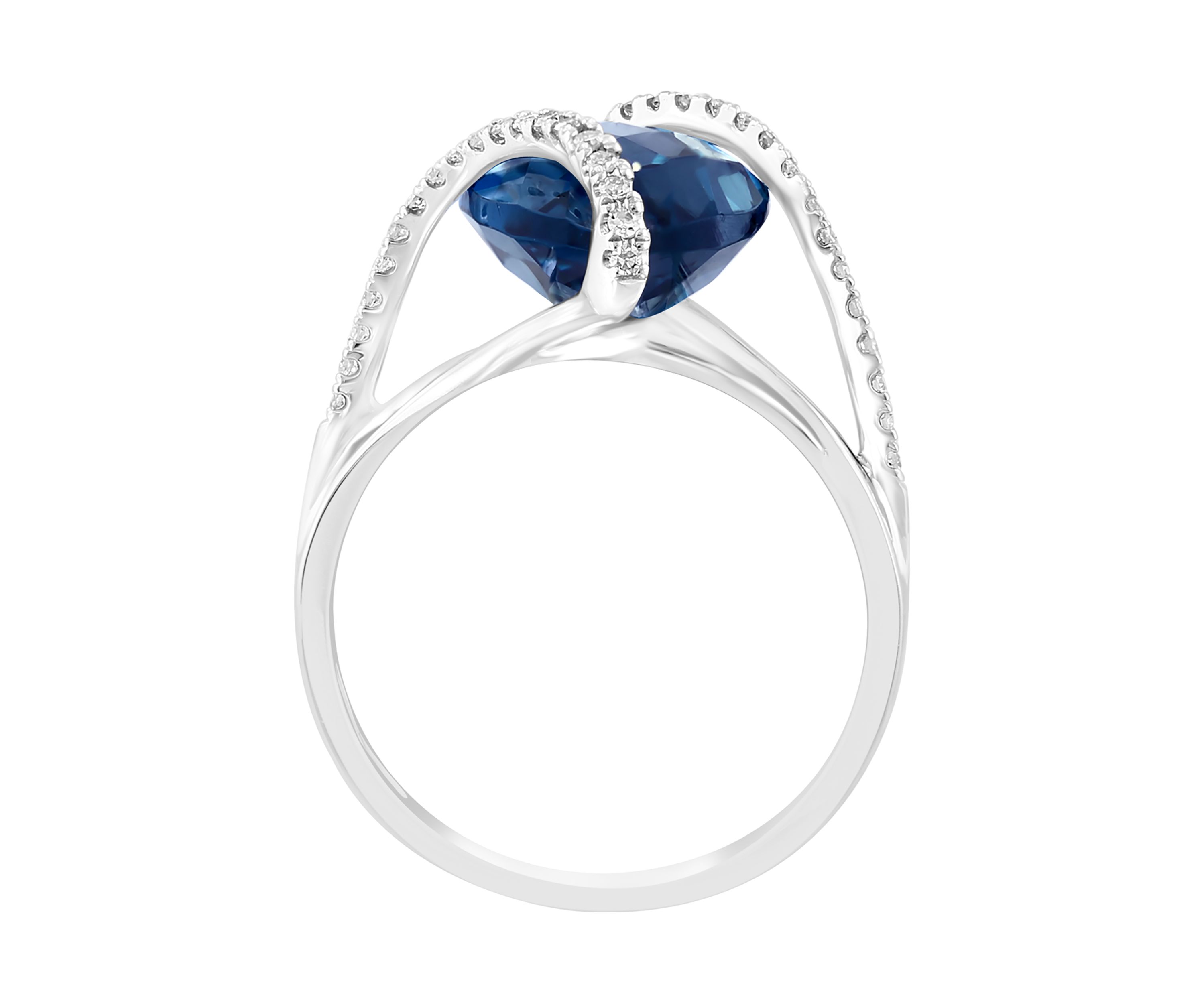 1/5 ct. t.w. Diamond and London Blue Topaz Ring in 14K White Gold