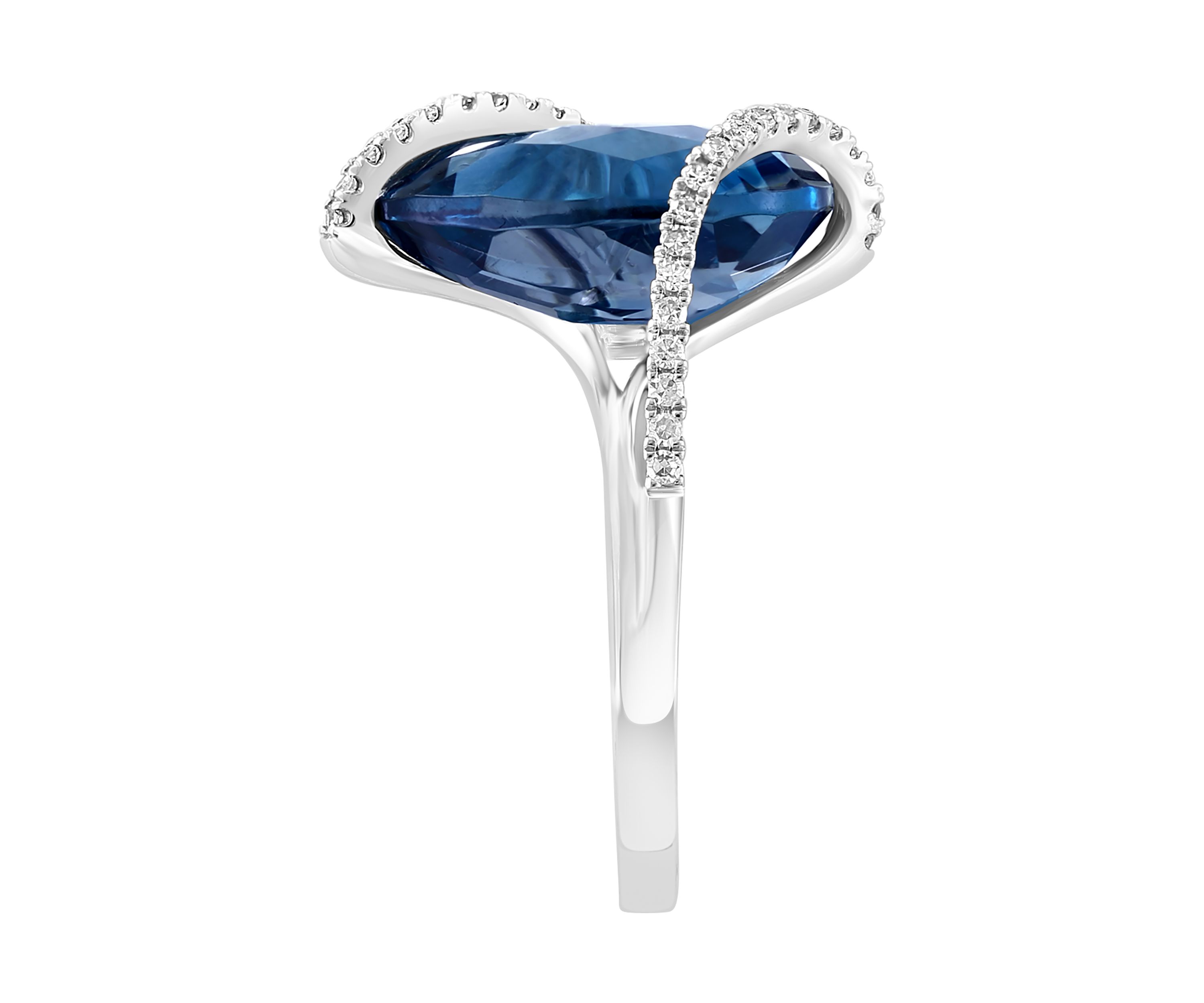 1/5 ct. t.w. Diamond and London Blue Topaz Ring in 14K White Gold