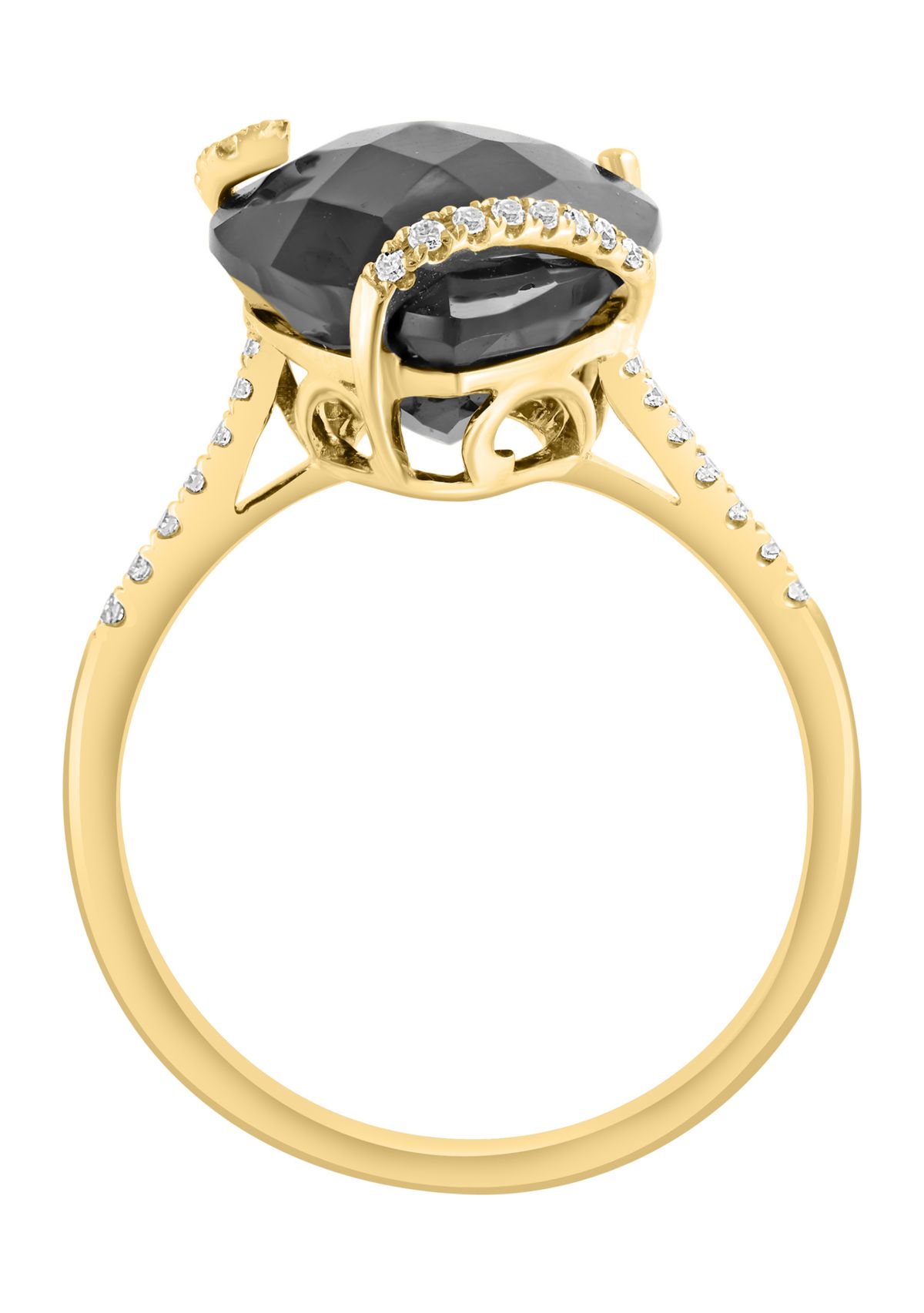 Diamond and Onyx Ring in 14K Yellow Gold