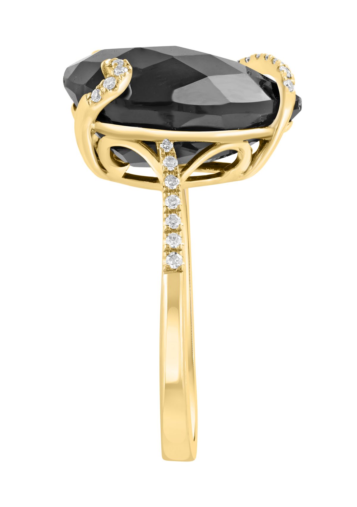 Diamond and Onyx Ring in 14K Yellow Gold