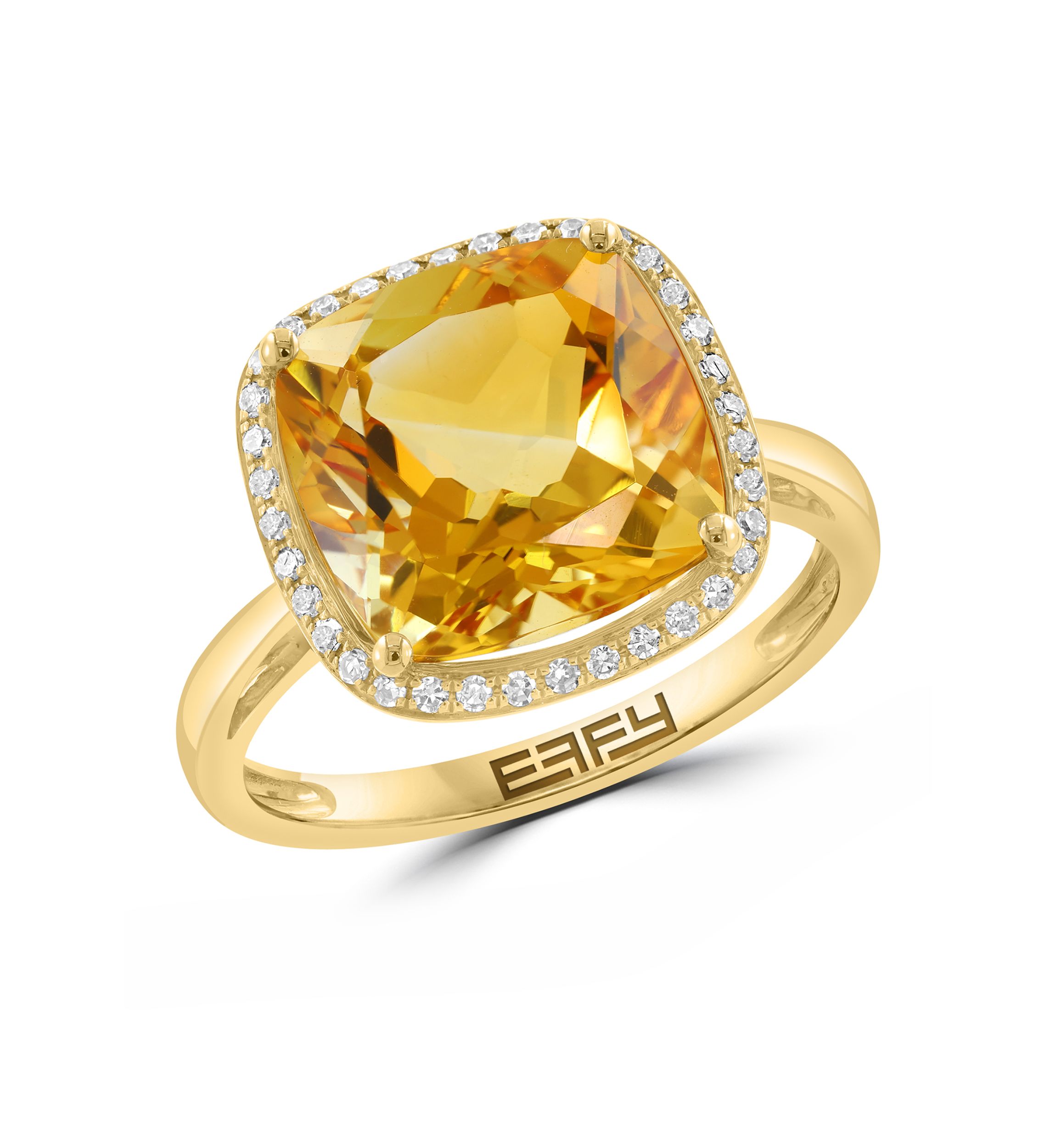 Diamond and Citrine Ring in 14K Yellow Gold