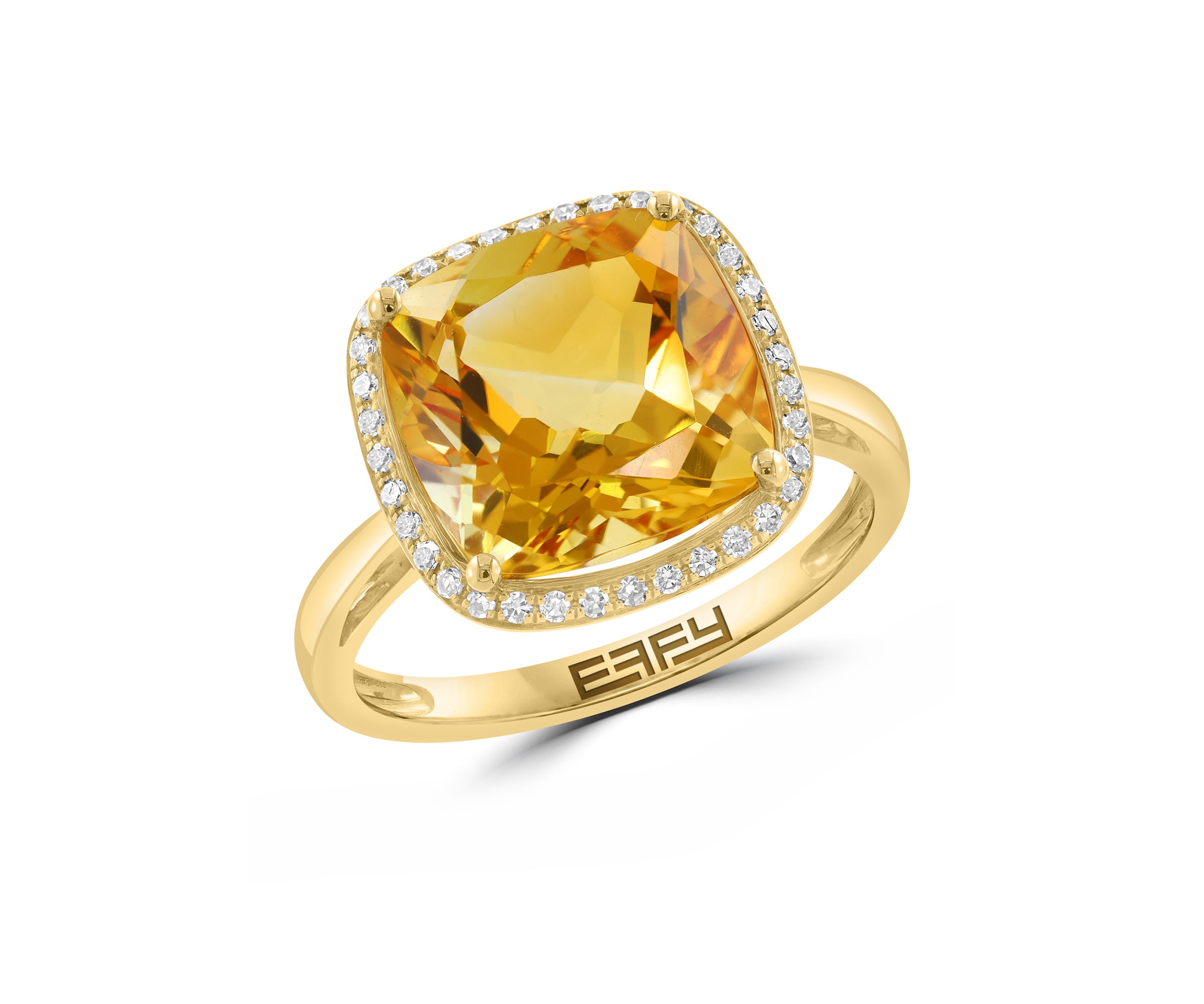 Diamond and Citrine Ring in 14K Yellow Gold
