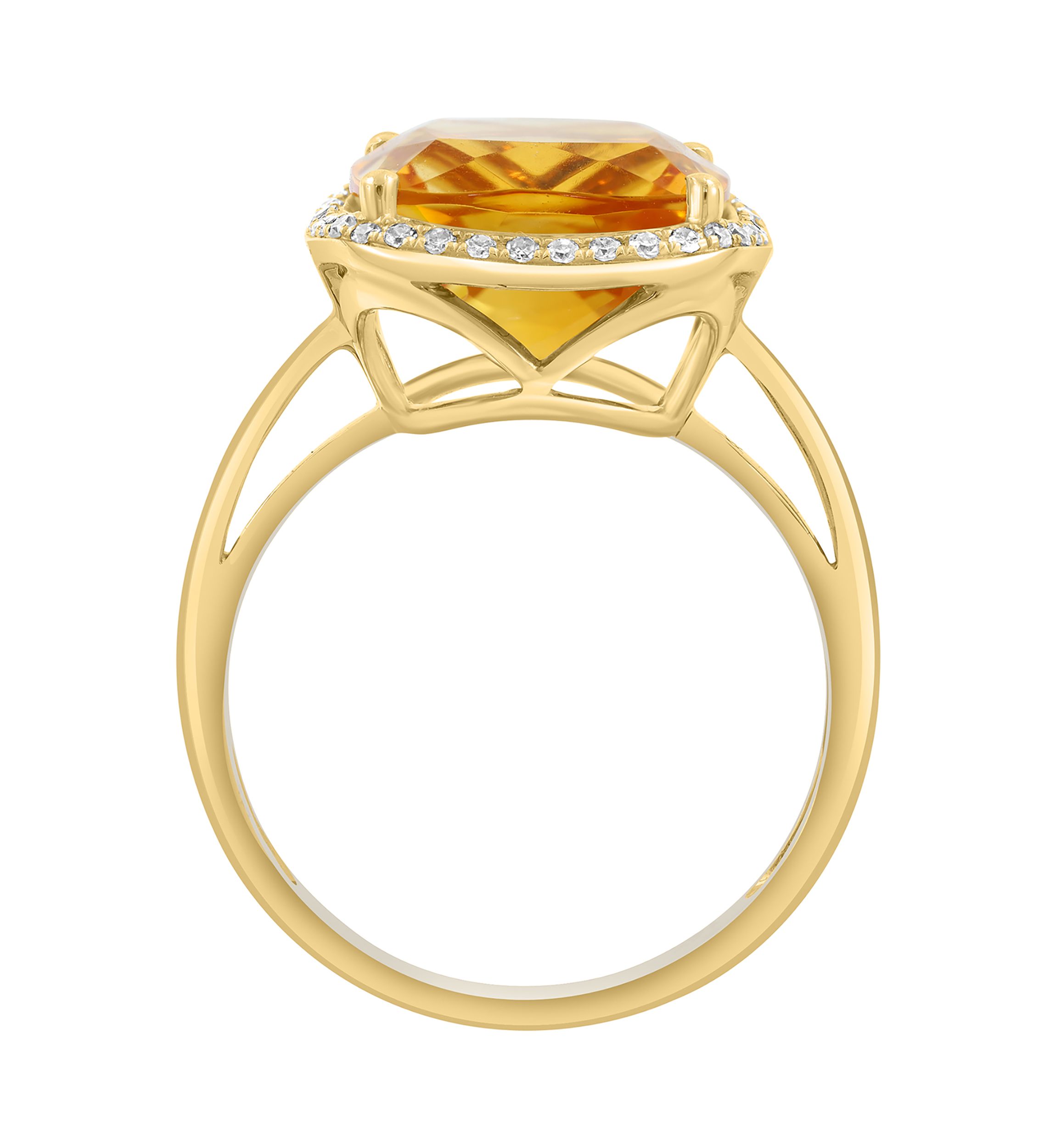 Diamond and Citrine Ring in 14K Yellow Gold