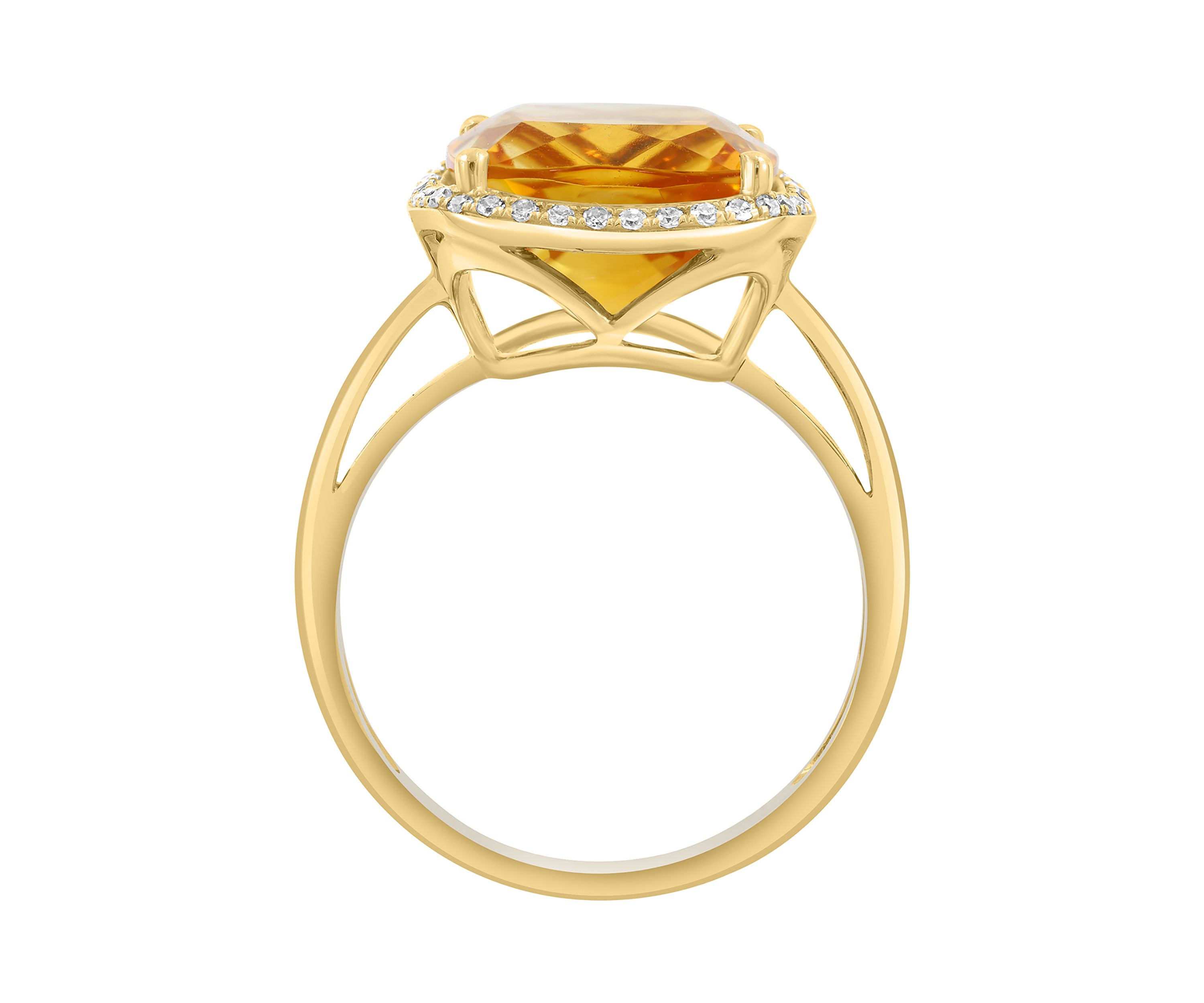 Diamond and Citrine Ring in 14K Yellow Gold