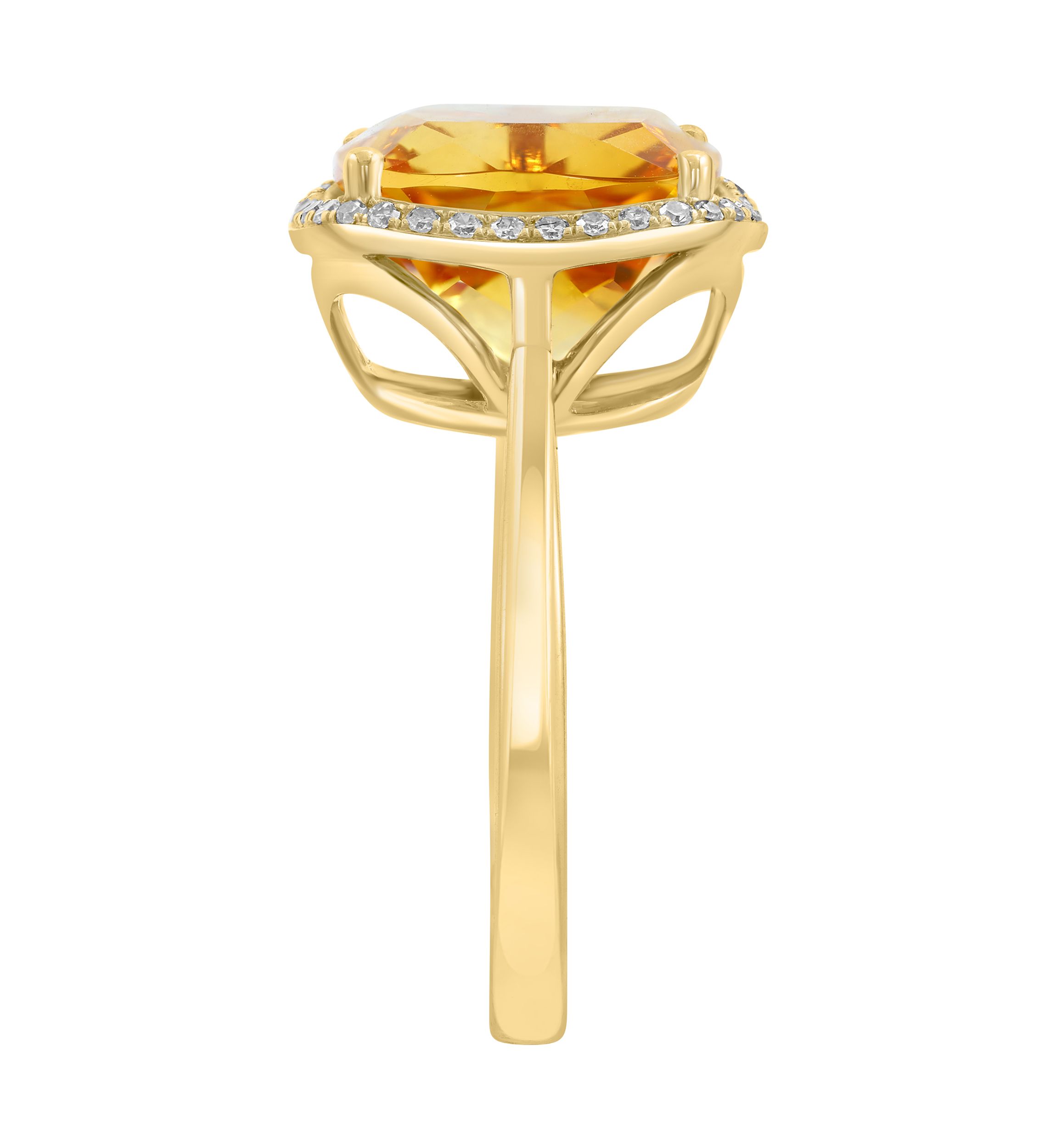 Diamond and Citrine Ring in 14K Yellow Gold