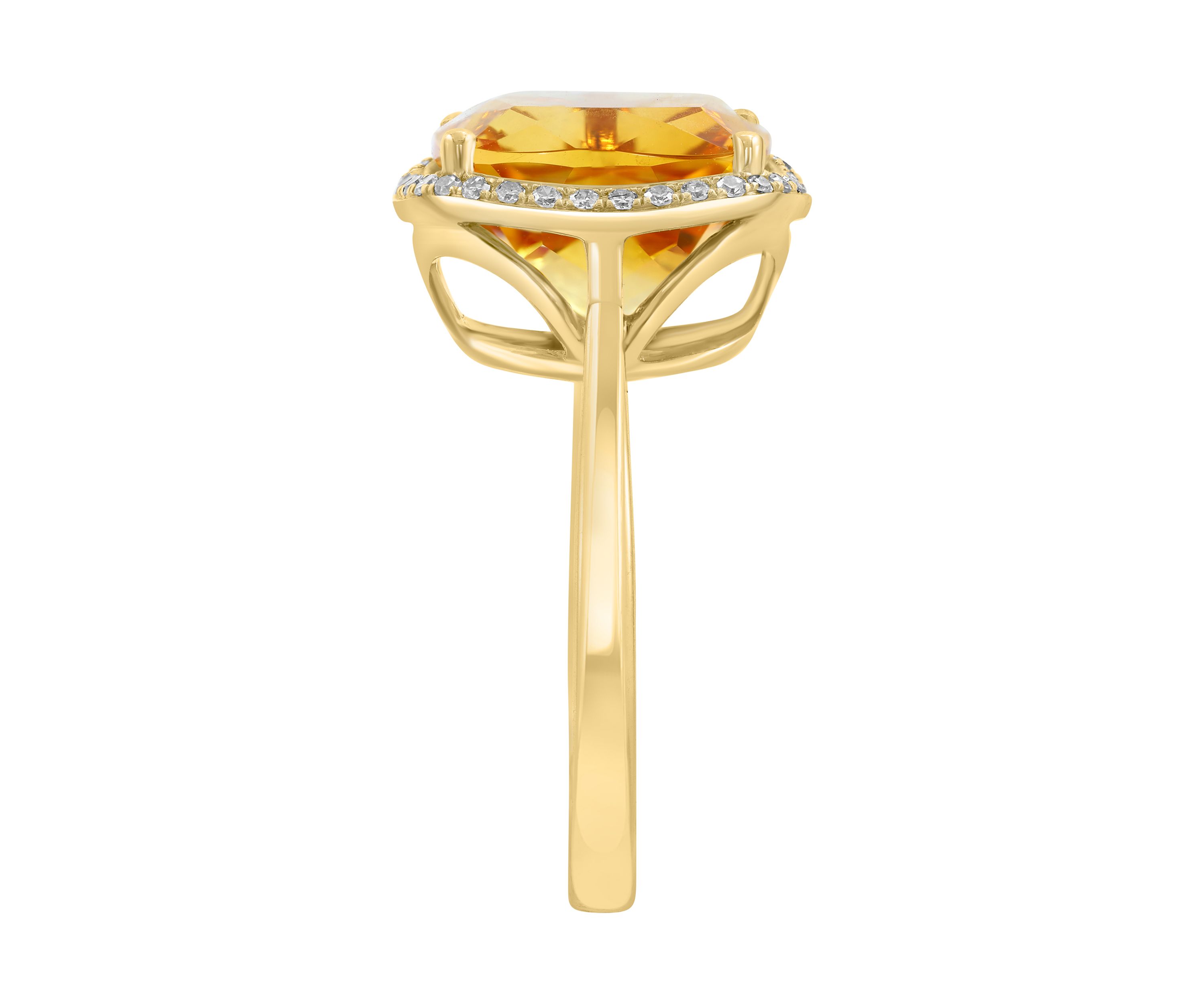 Diamond and Citrine Ring in 14K Yellow Gold