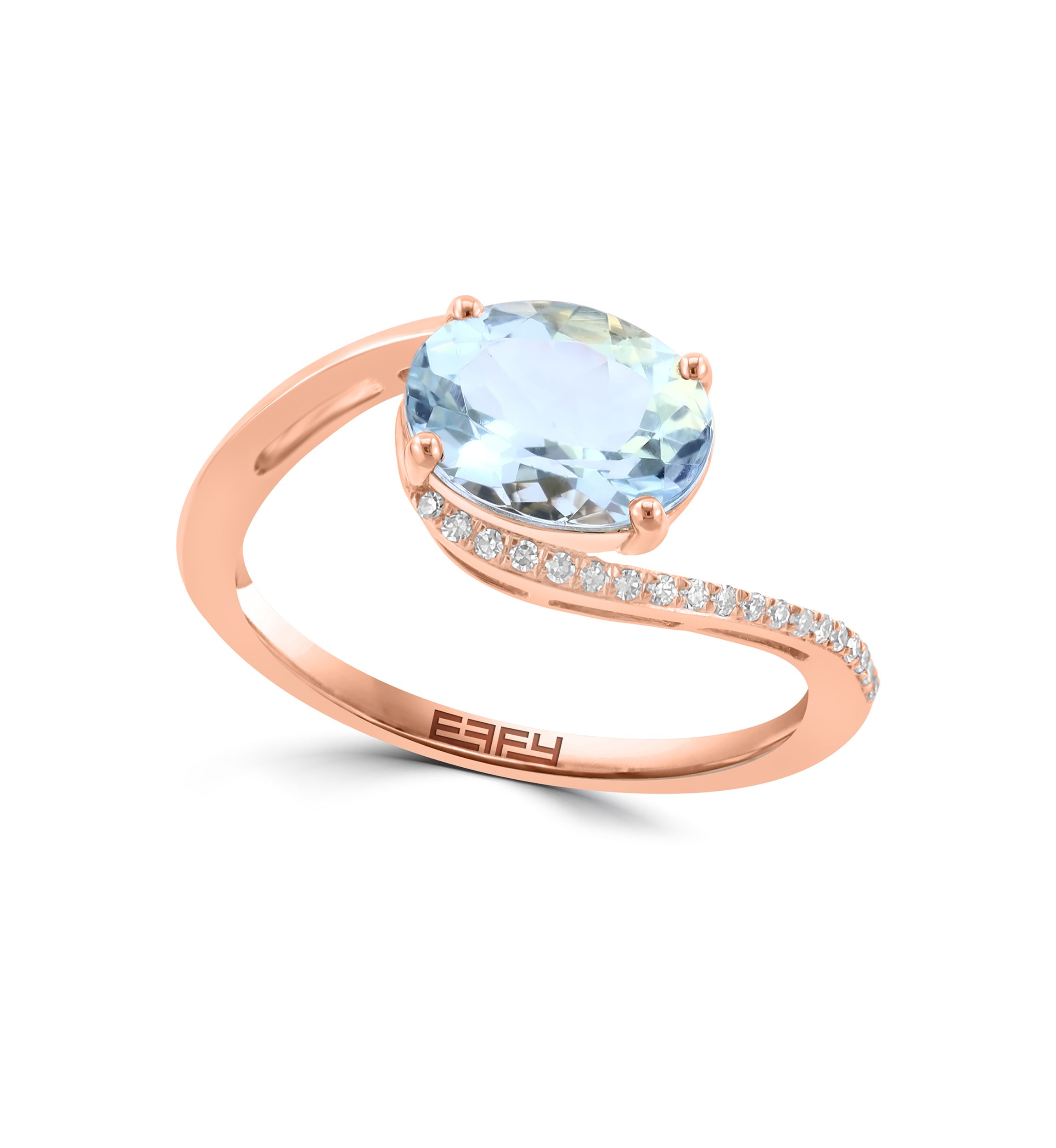 14K Yellow Gold Diamond Aquamarine Ring