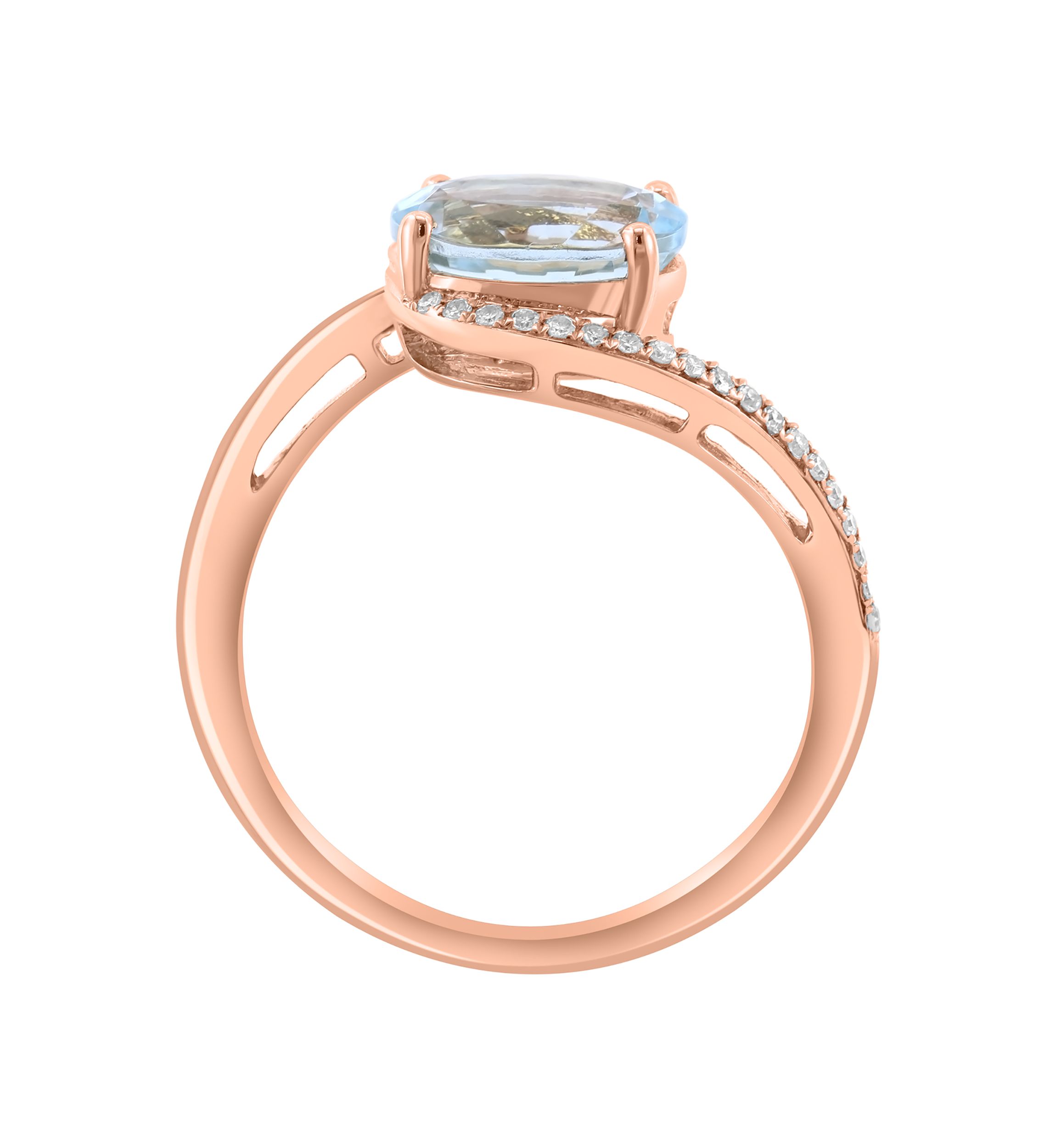 14K Yellow Gold Diamond Aquamarine Ring