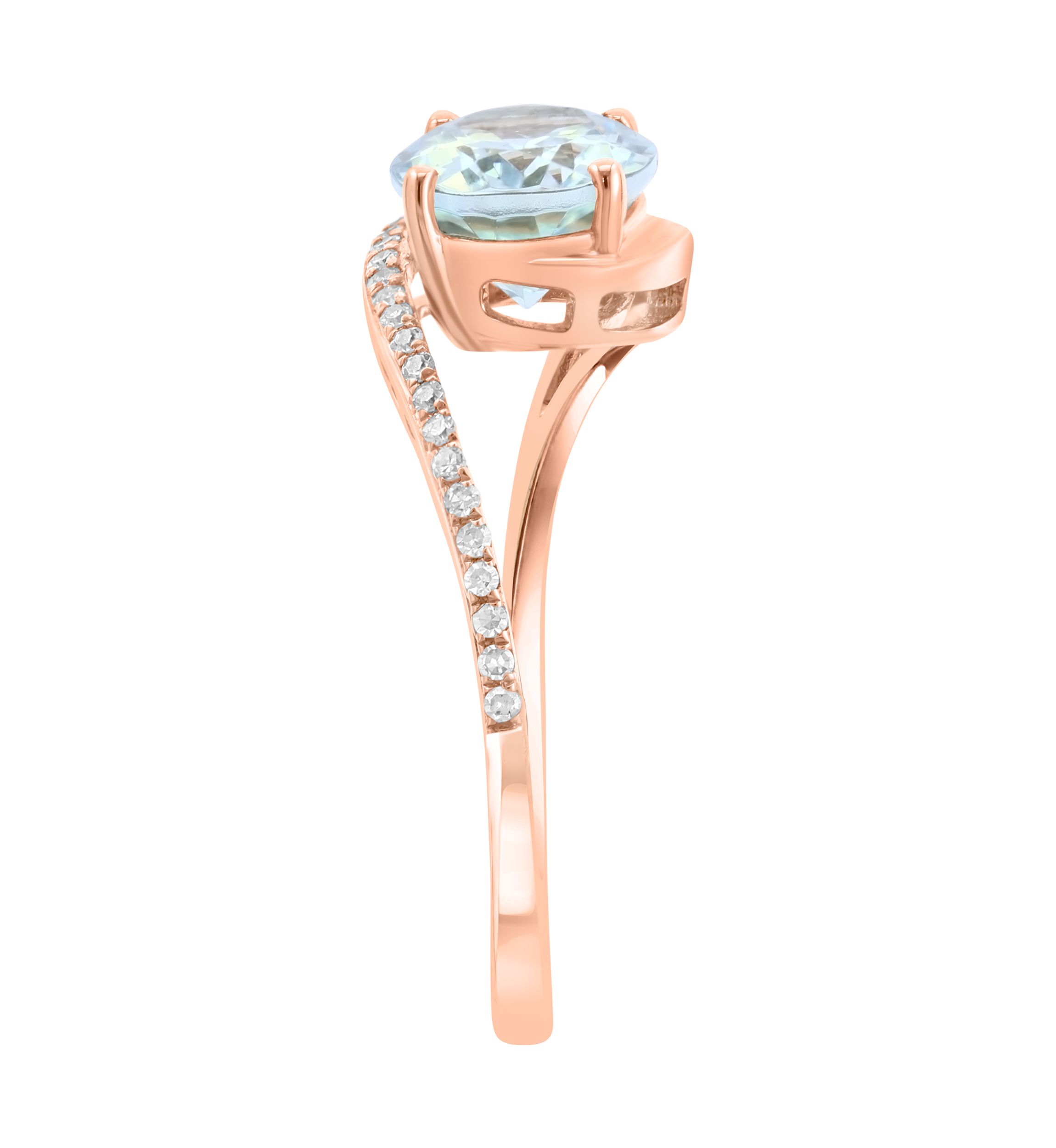 14K Yellow Gold Diamond Aquamarine Ring