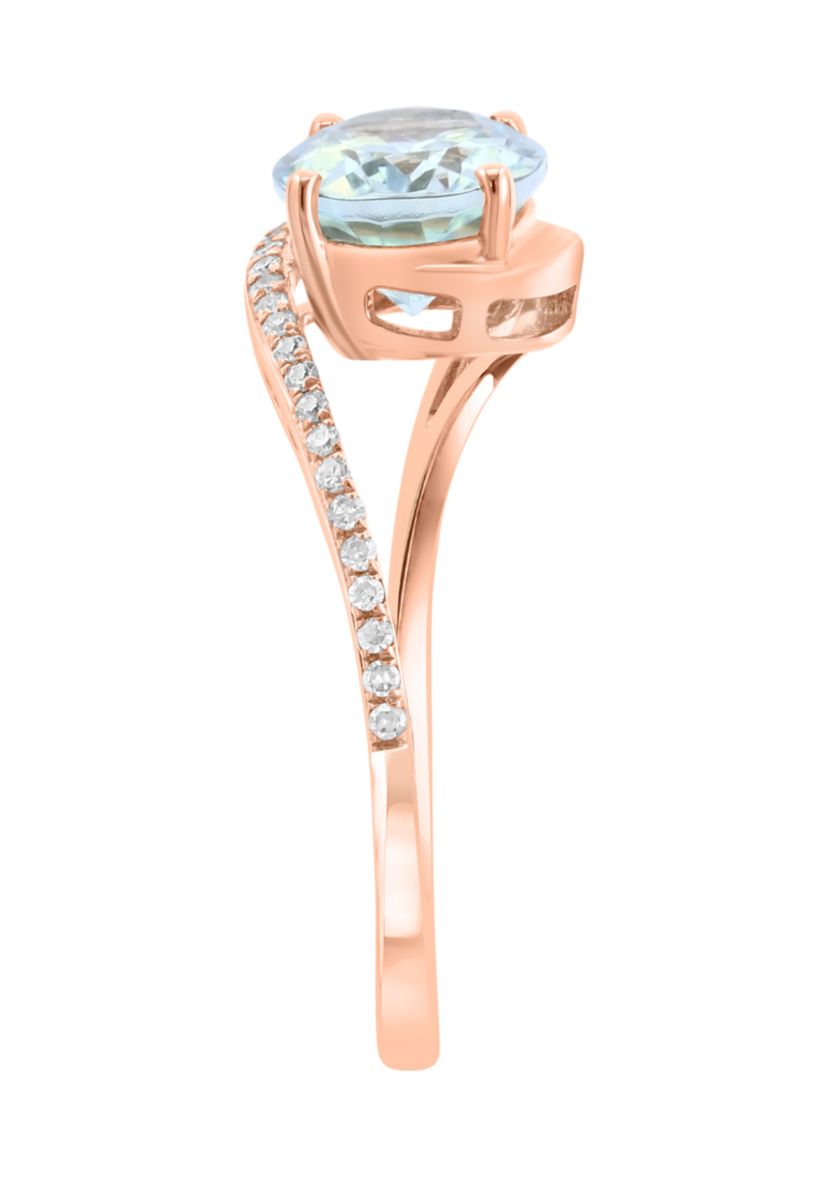 14K Yellow Gold Diamond Aquamarine Ring