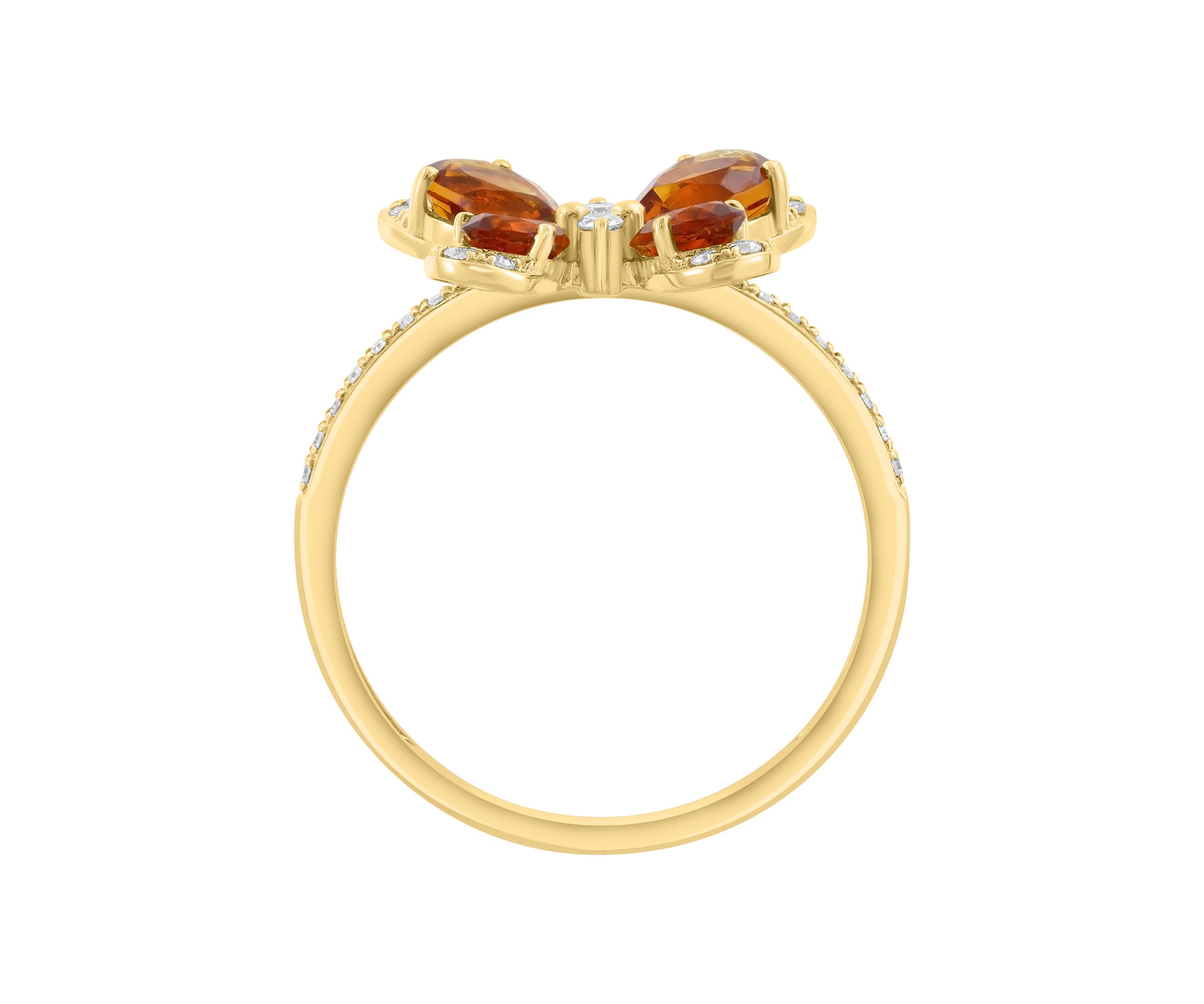 1/6 ct. t.w. Diamond and 1.2 ct. t.w. Madera Citrine Butterfly Ring in 14K Yellow Gold