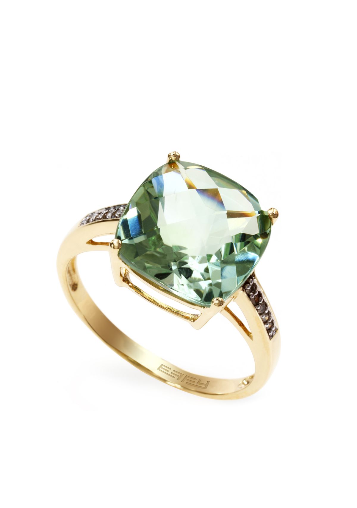 Green Amethyst Diamond Cocktail Ring in 14k Gold