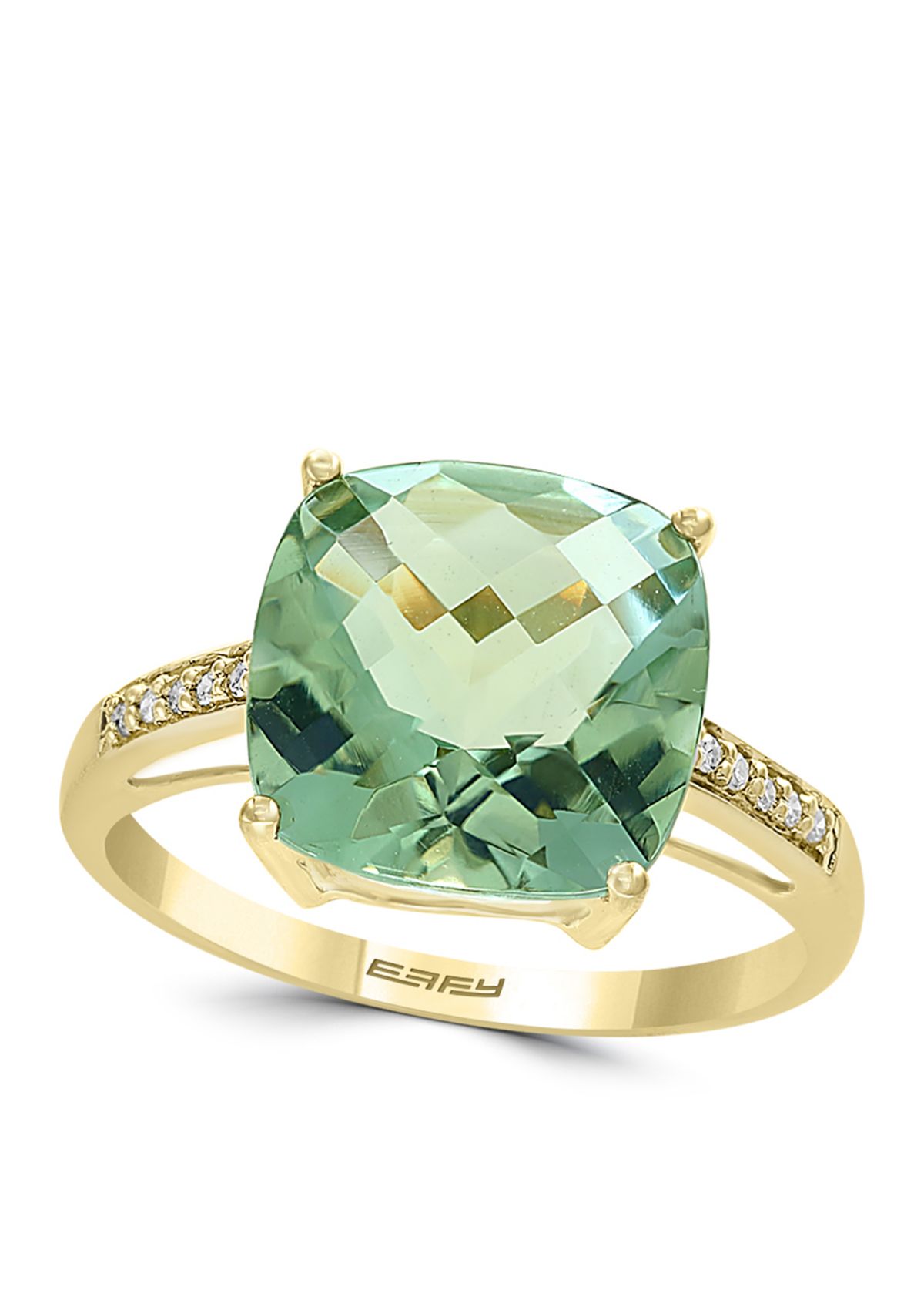 Green Amethyst Diamond Cocktail Ring in 14k Gold
