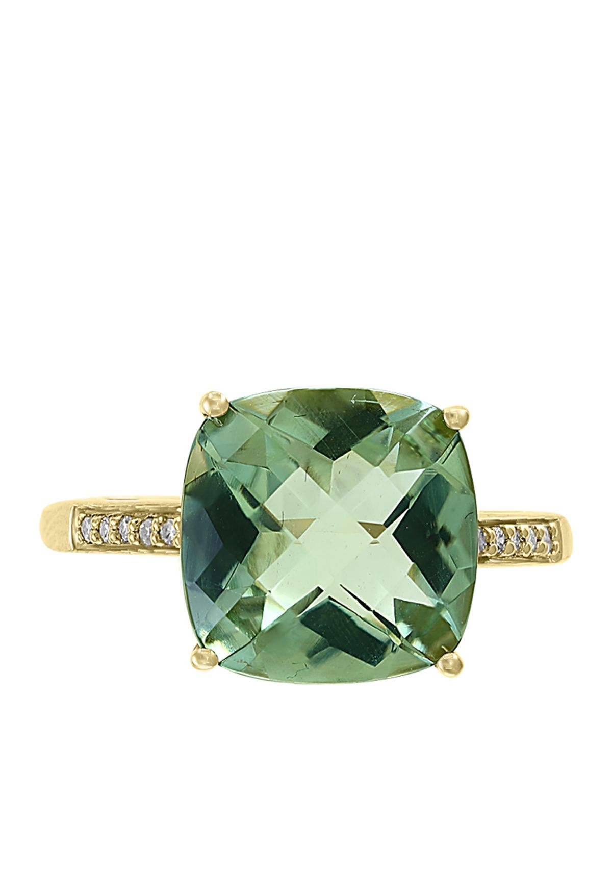 Green Amethyst Diamond Cocktail Ring in 14k Gold