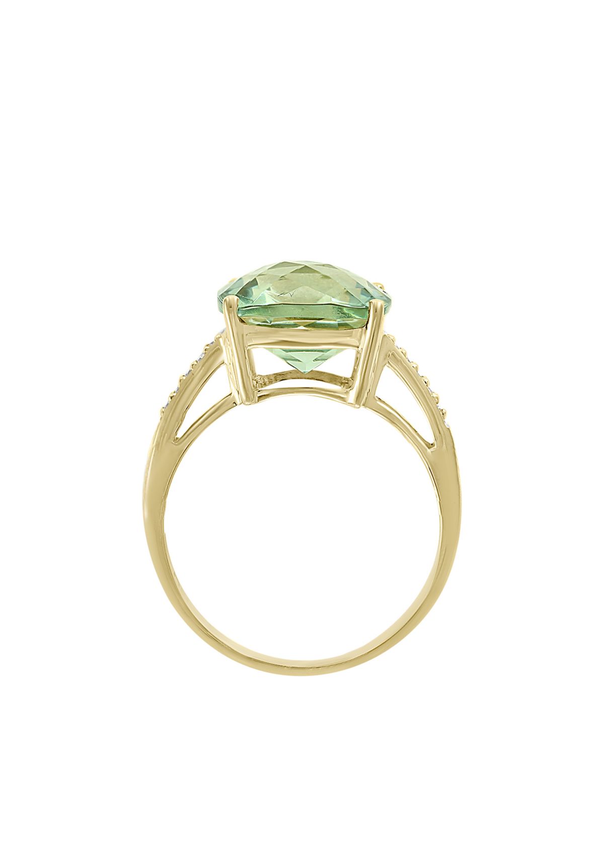 Green Amethyst Diamond Cocktail Ring in 14k Gold
