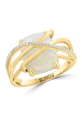 Effy 14K Yellow Gold Diamond Ethiopian Opal Ring, 7